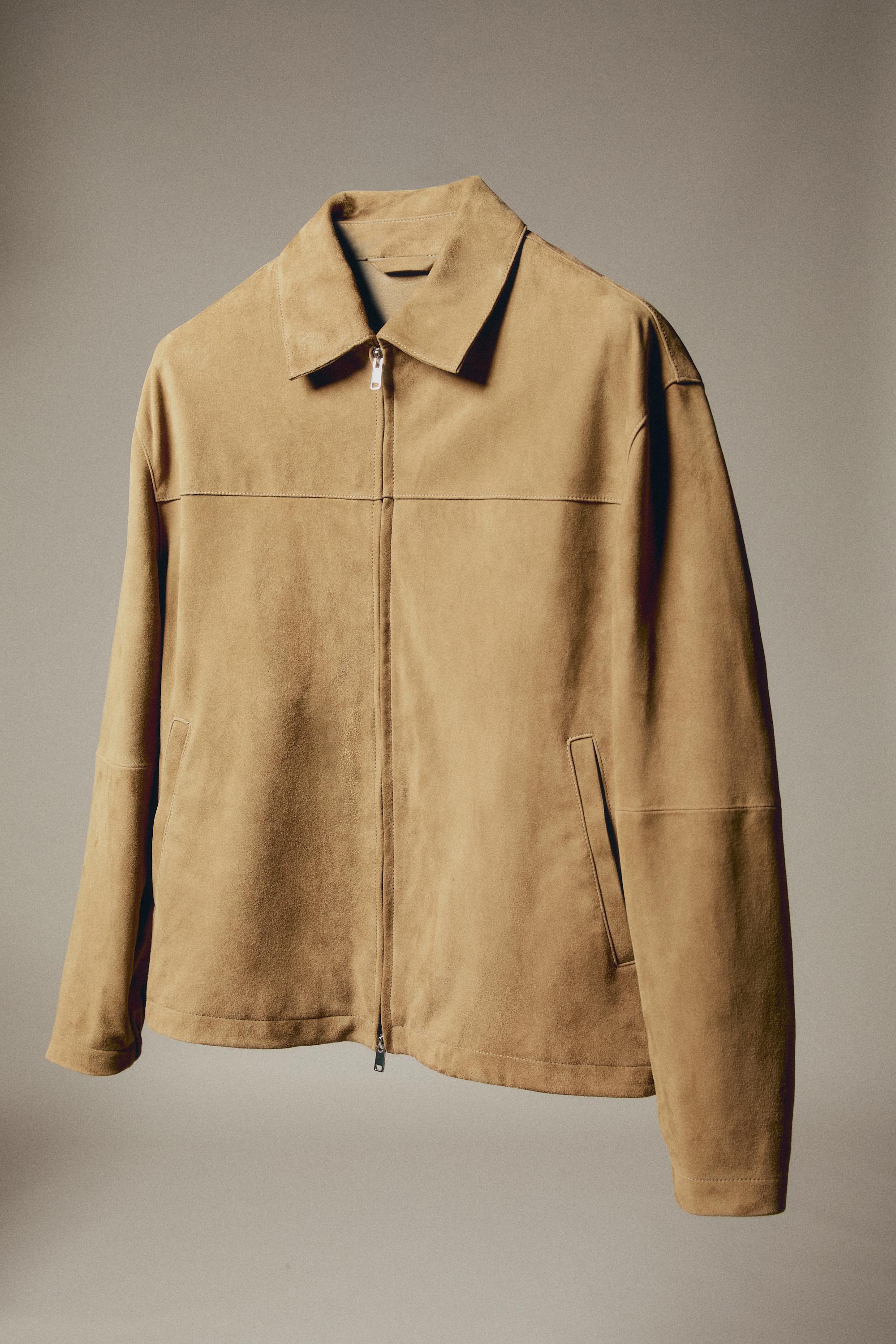 Suede leather jacket — Light Beige