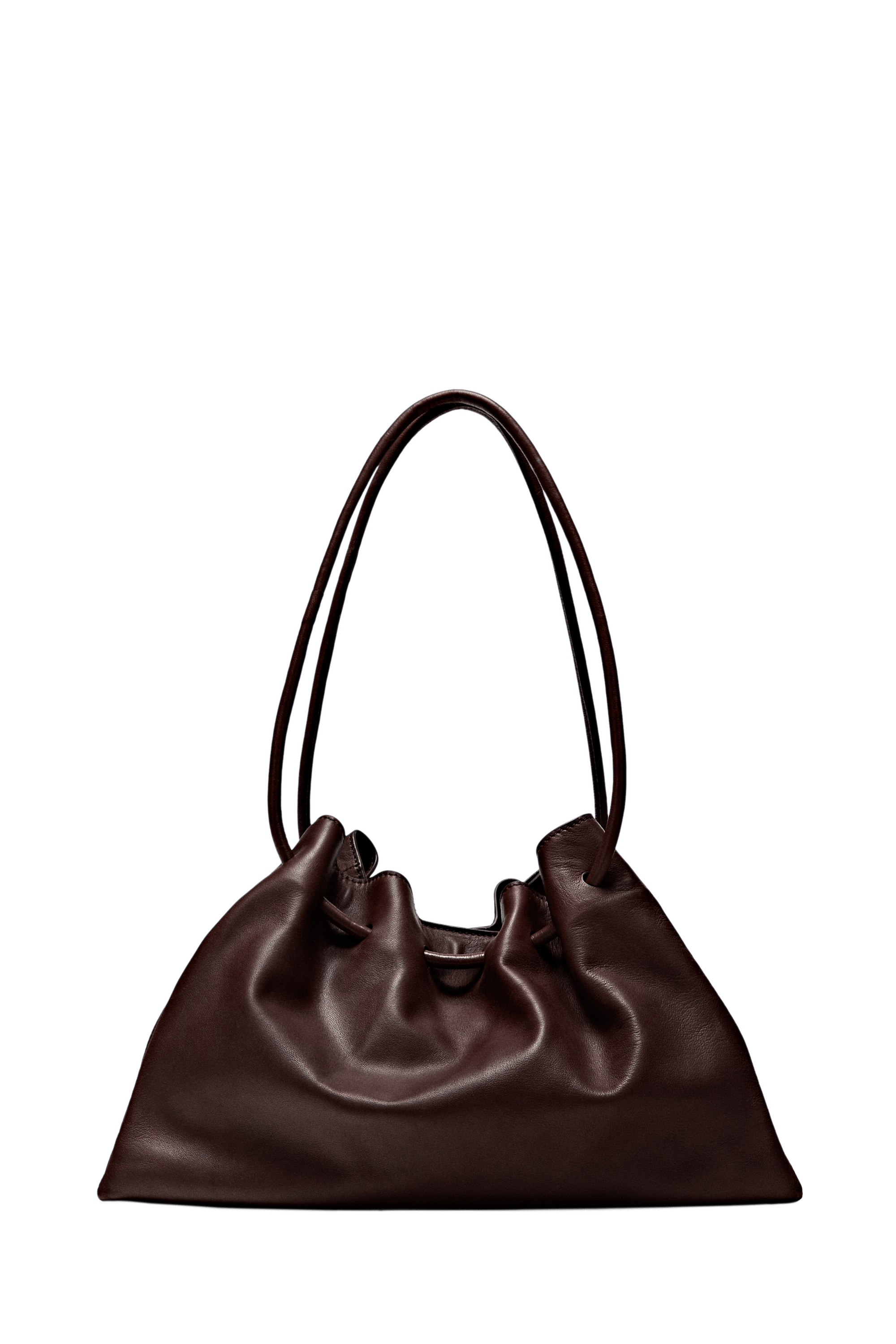 Nappa leather ruffled bag — BROWN