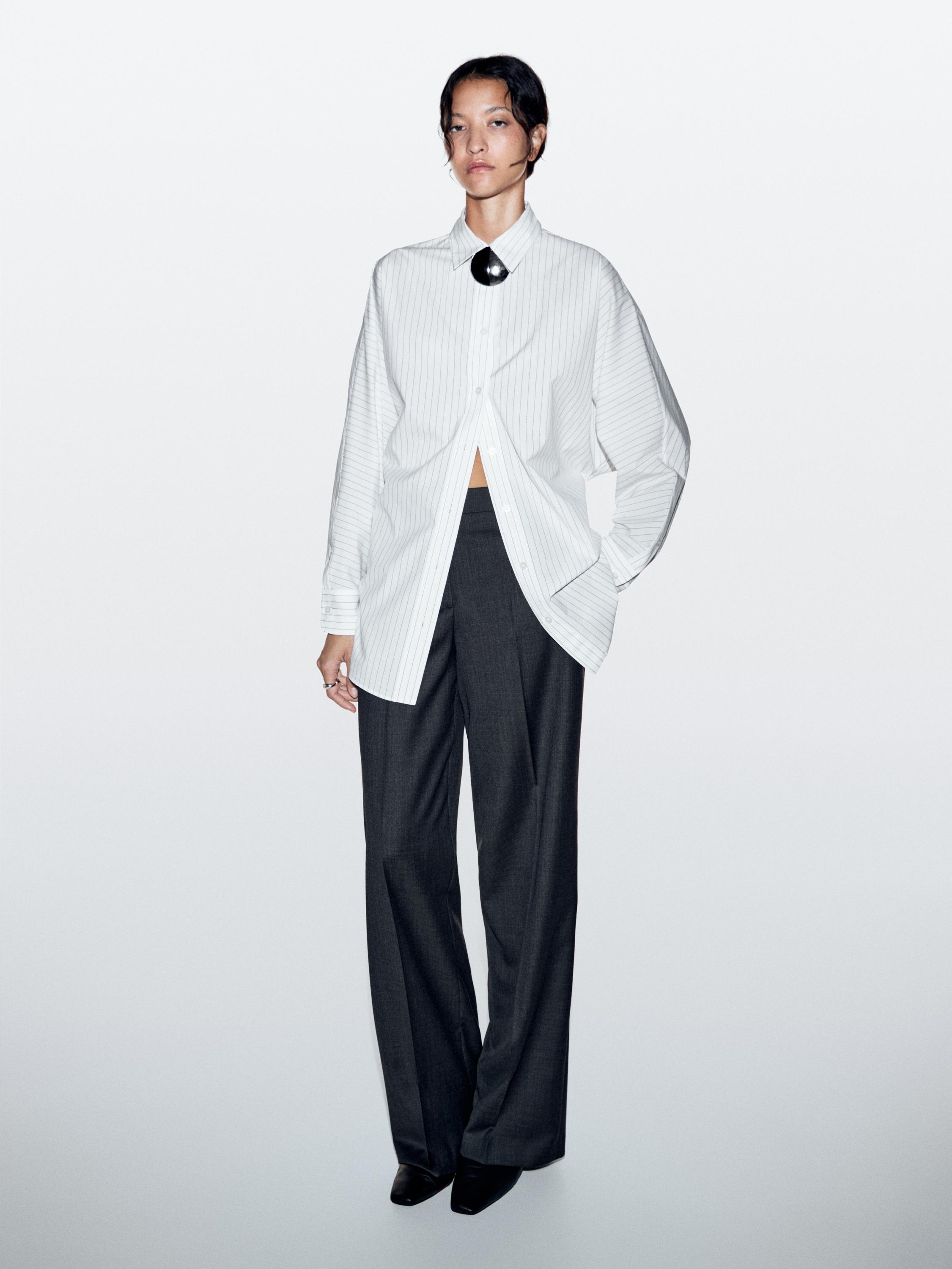 100% wool wide-leg suit trousers