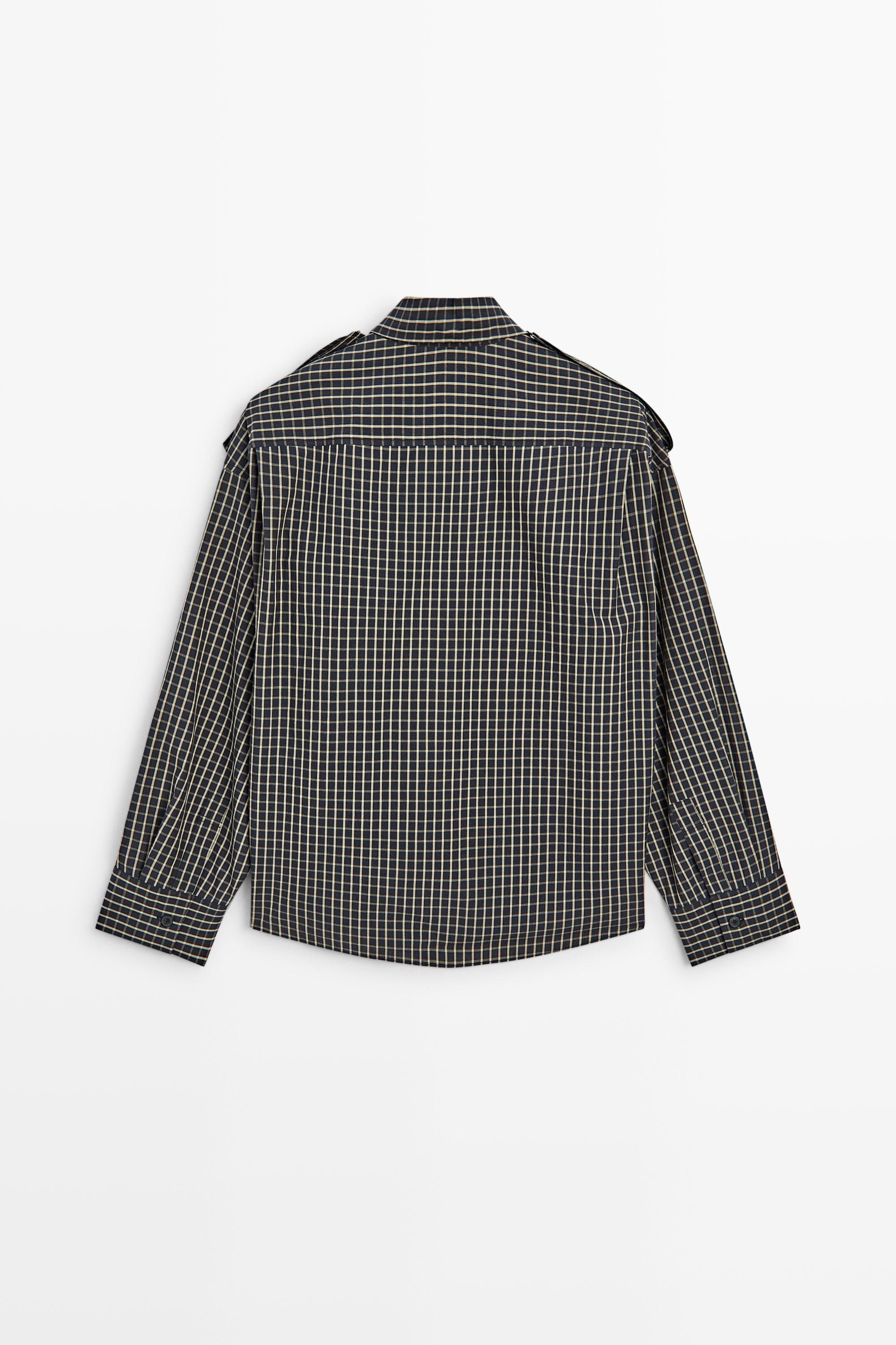 100% cotton check shirt with shoulder detail - thumbnail 6