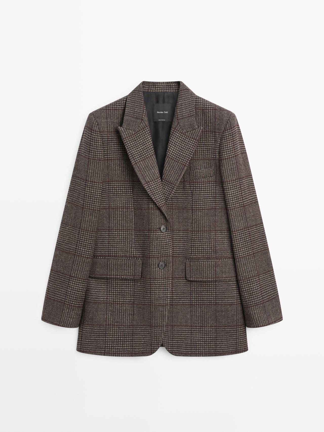 Massimo Dutti - Dame - Ternet Blazer I Uldblanding - Brun - 40