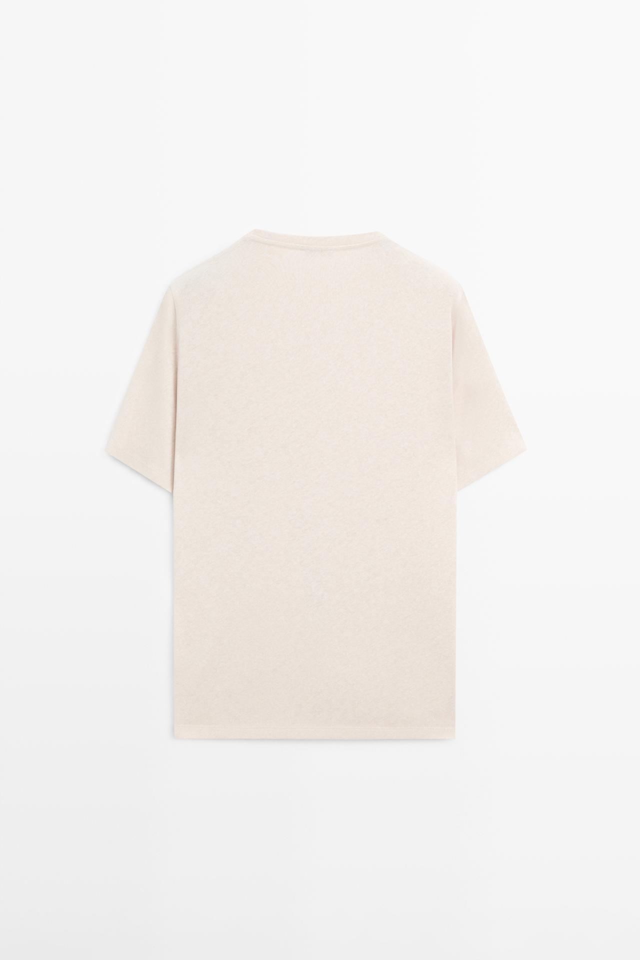 Short sleeve linen and cotton T-shirt — BROWN