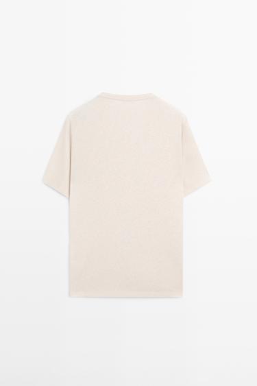 Short sleeve linen and cotton T-shirt — BROWN 6