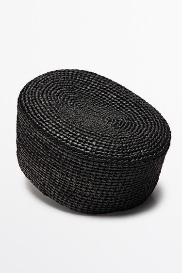 Raffia pillbox hat — BLACK 2