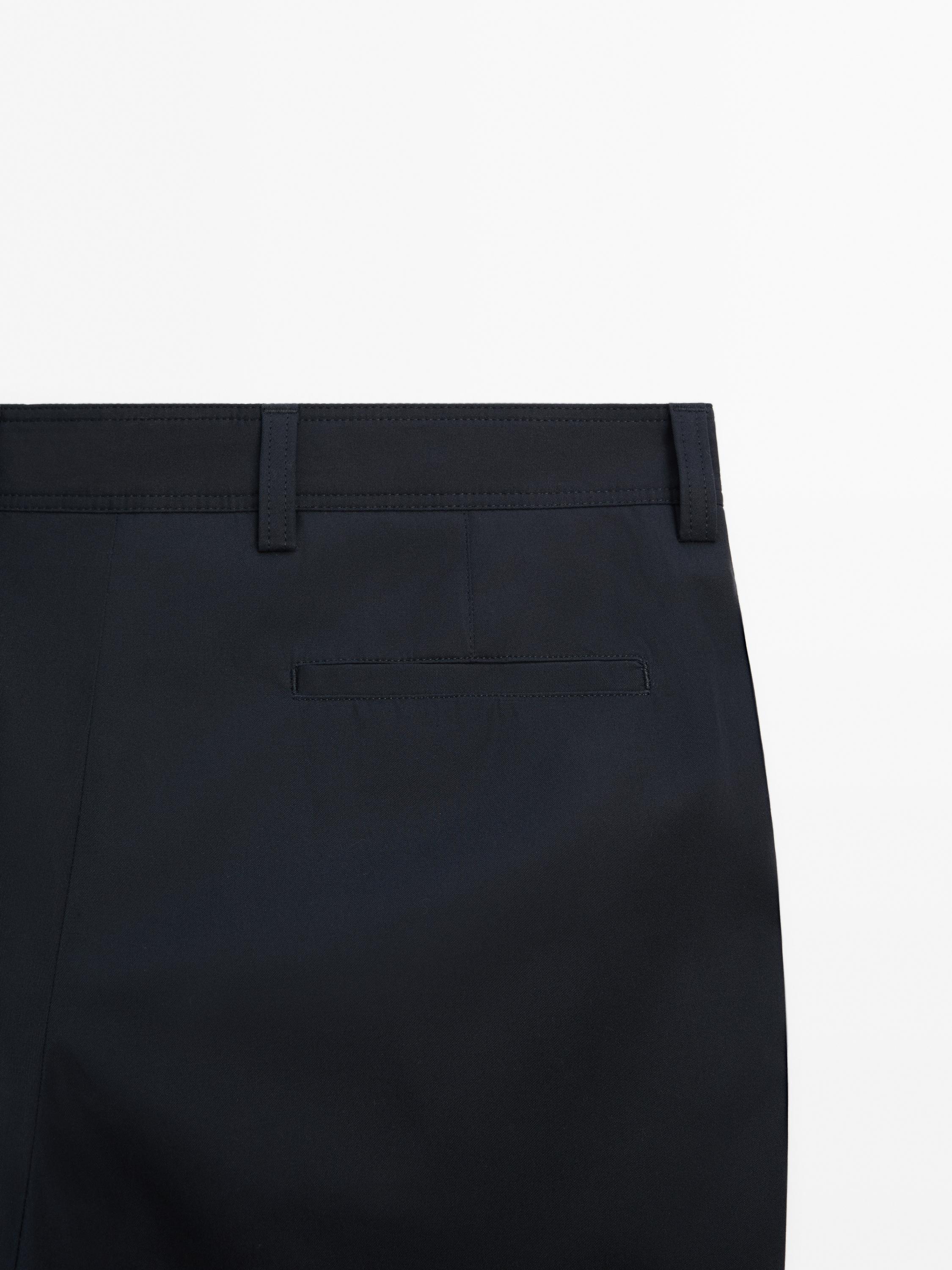 100% cotton tapered fit trousers