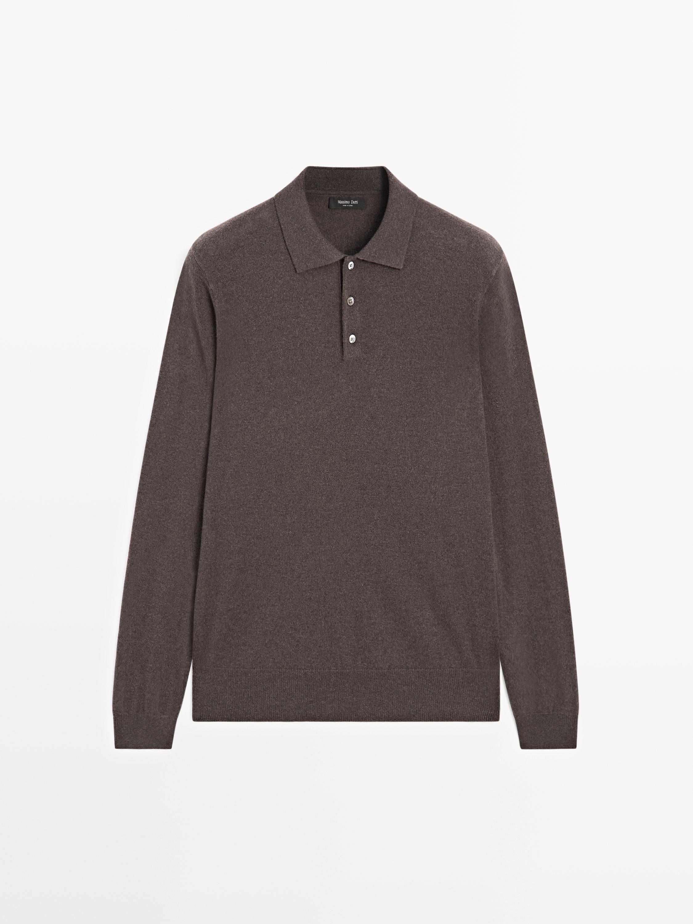 Wool blend knit polo jumper