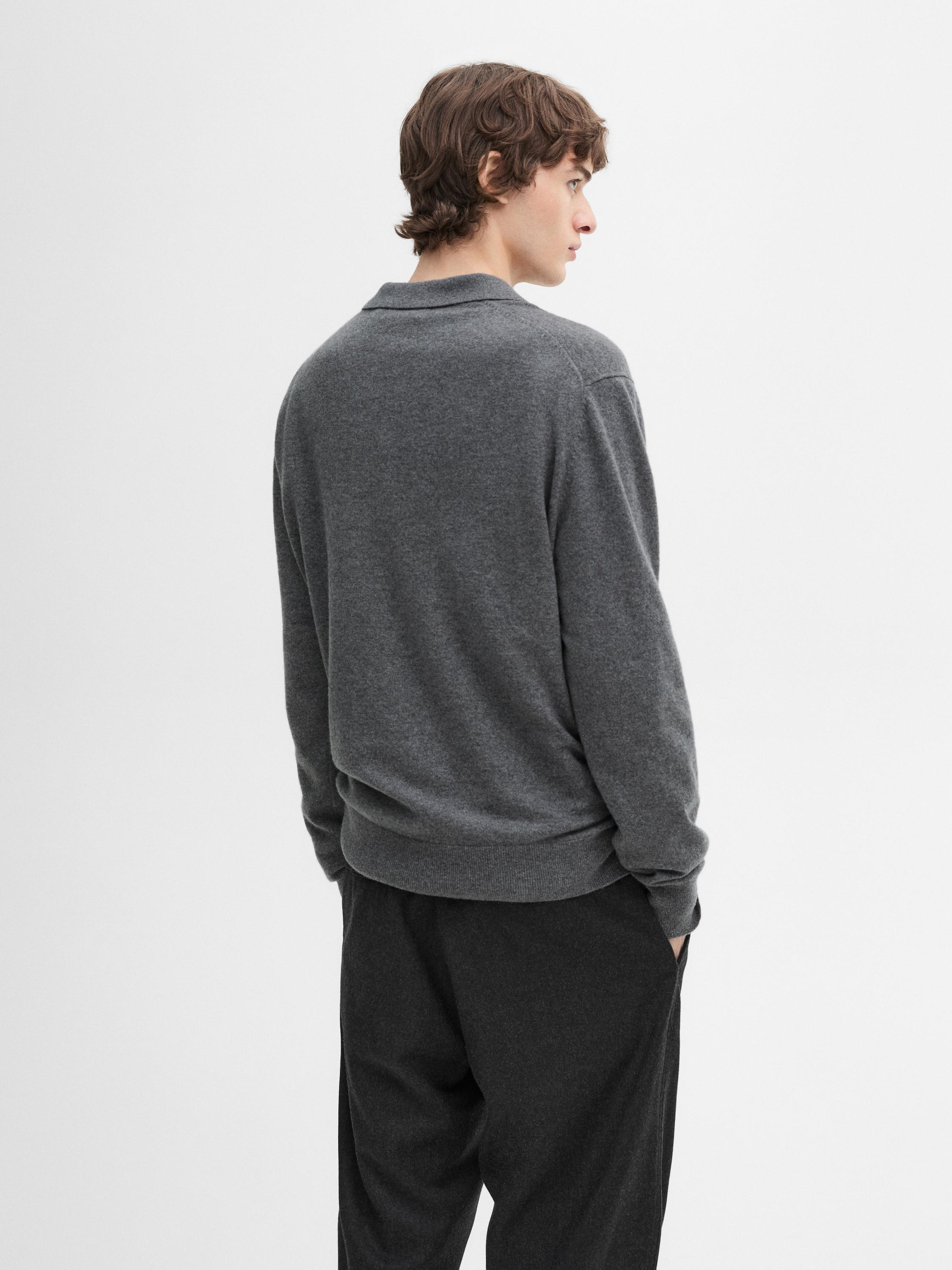 100% cashmere knit polo collar sweater
