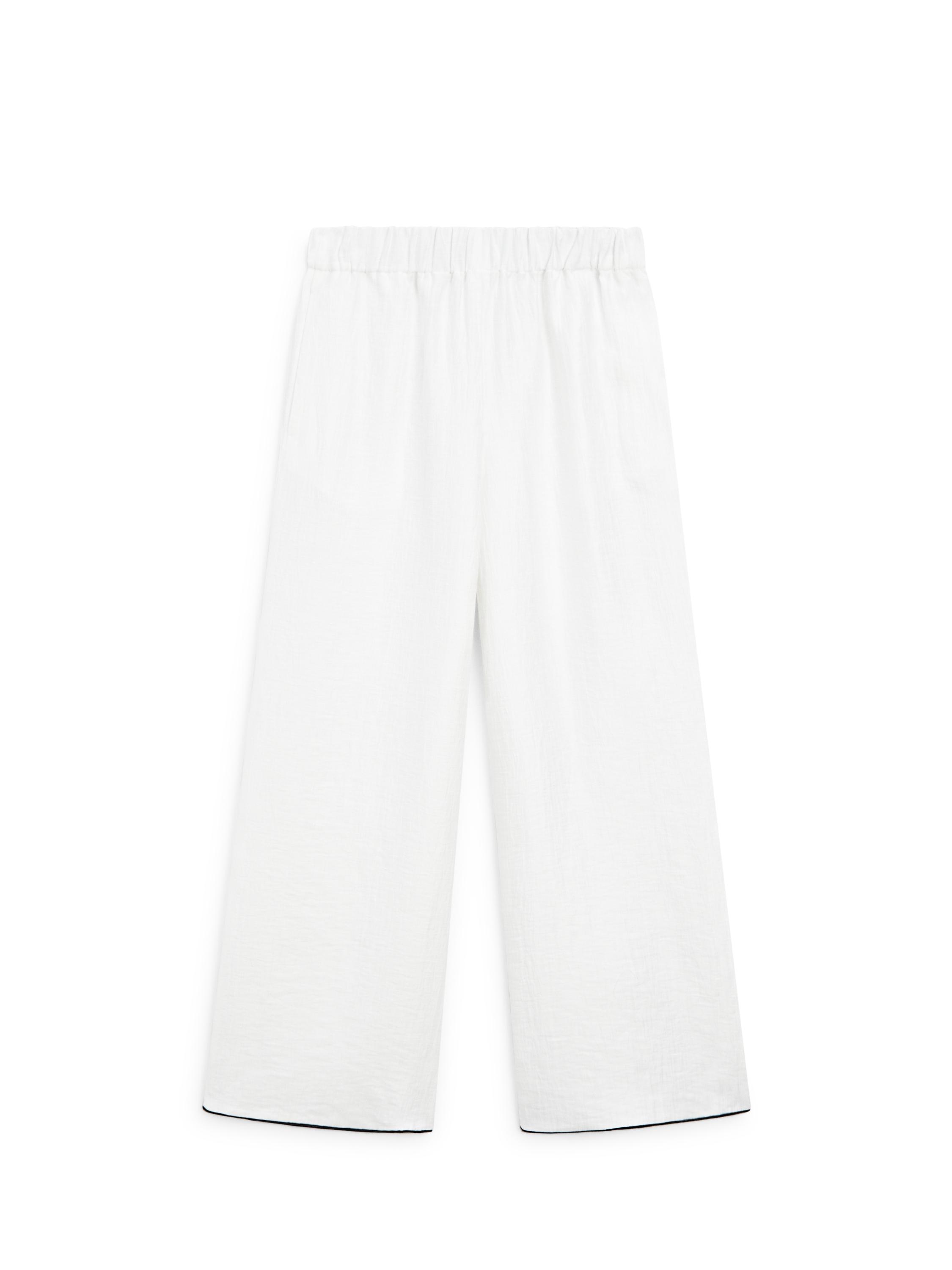 Flowing trousers with piping detail — WHITE