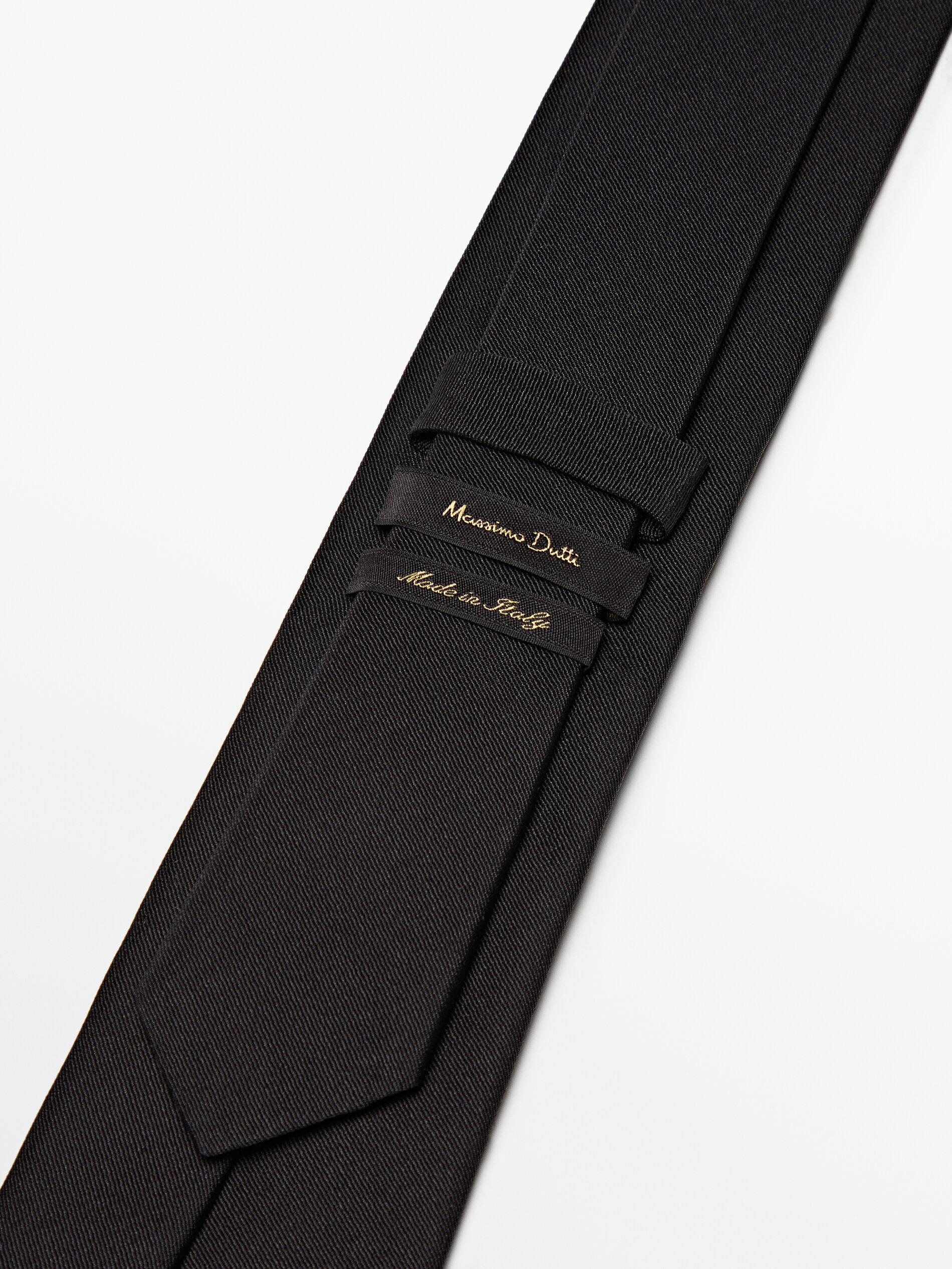 Cotton and silk blend twill tie — BLACK