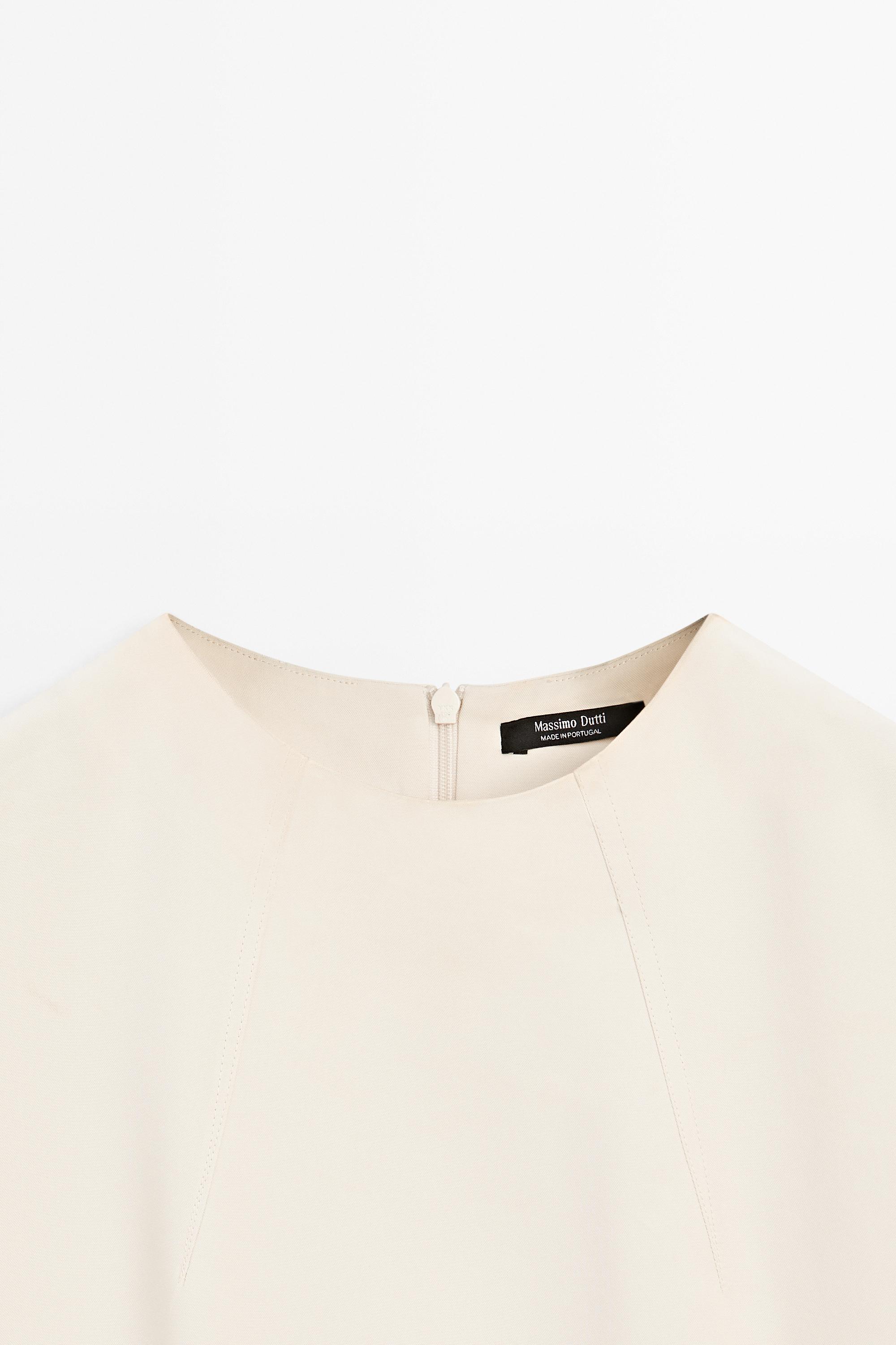 Flowing elbow-length sleeve top — CREAM