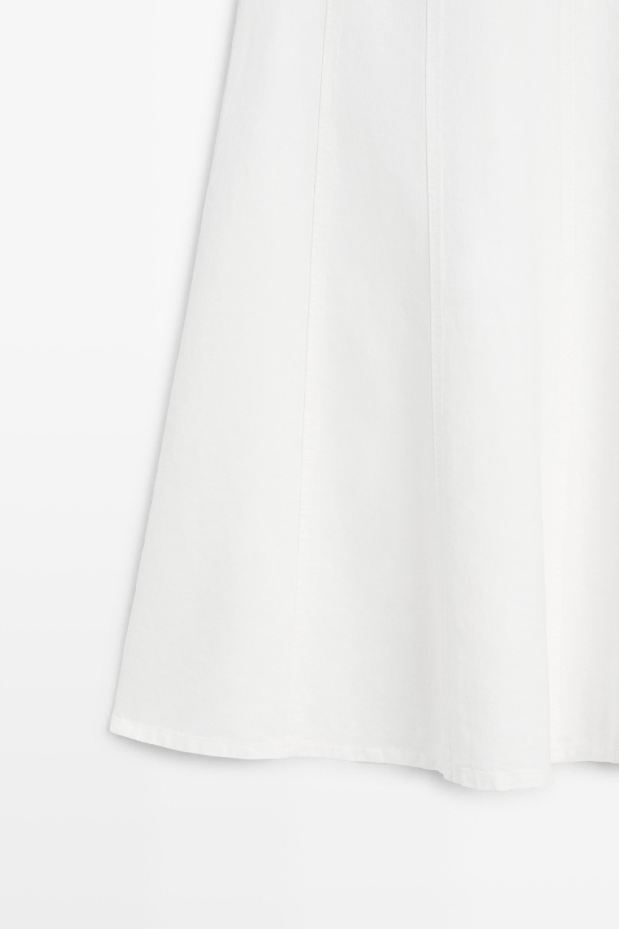 100% linen denim-effect midi skirt — Off white