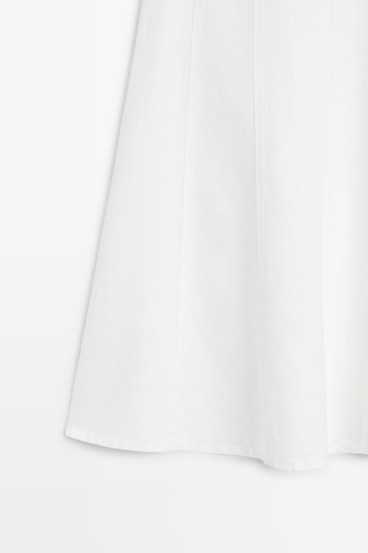 100% linen denim-effect midi skirt — Off white