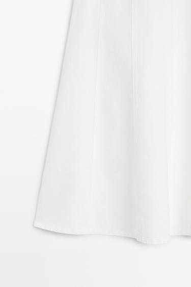 100% linen denim-effect midi skirt — Off white 7