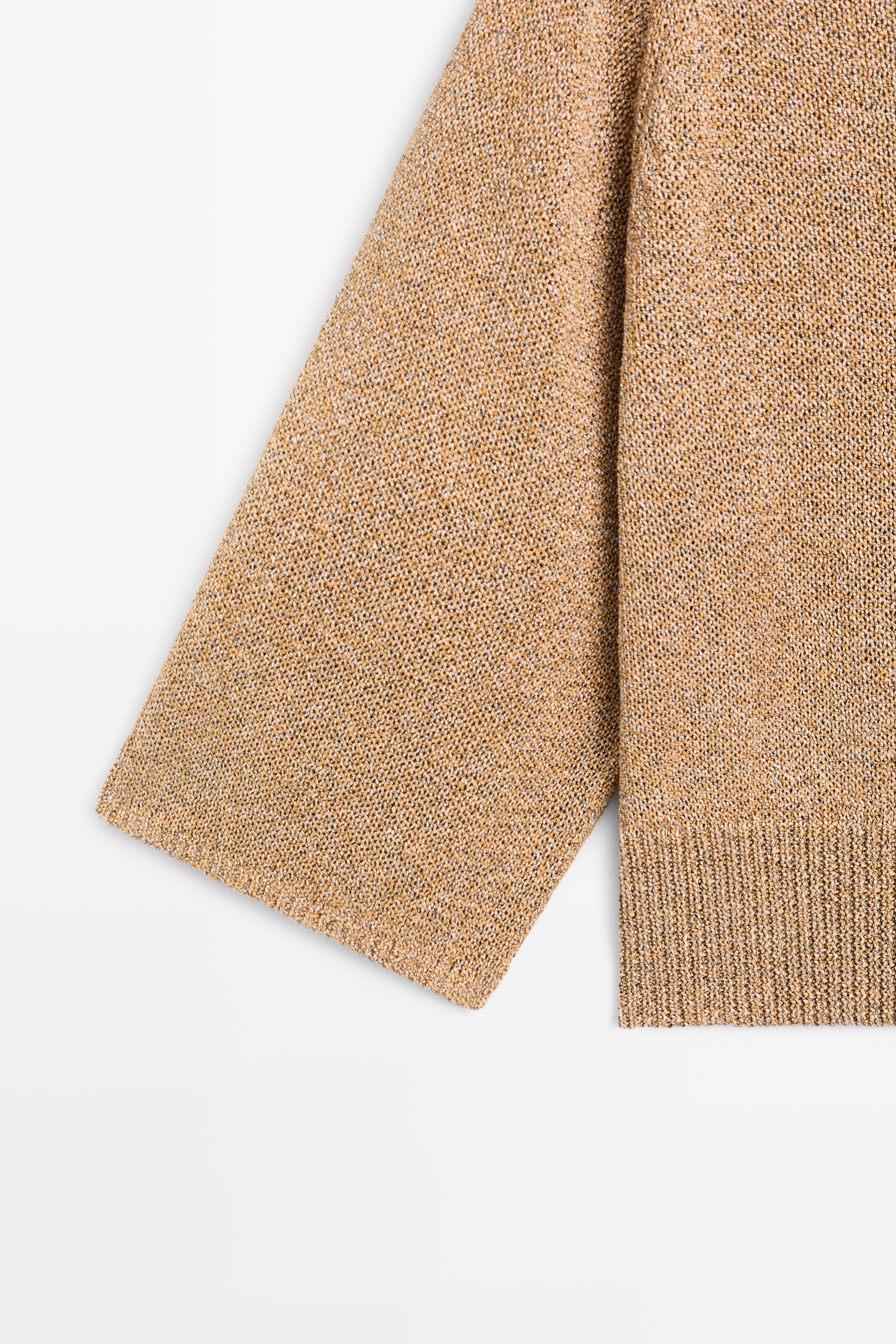 Cotton blend heathered knit sweater — Tobacco brown