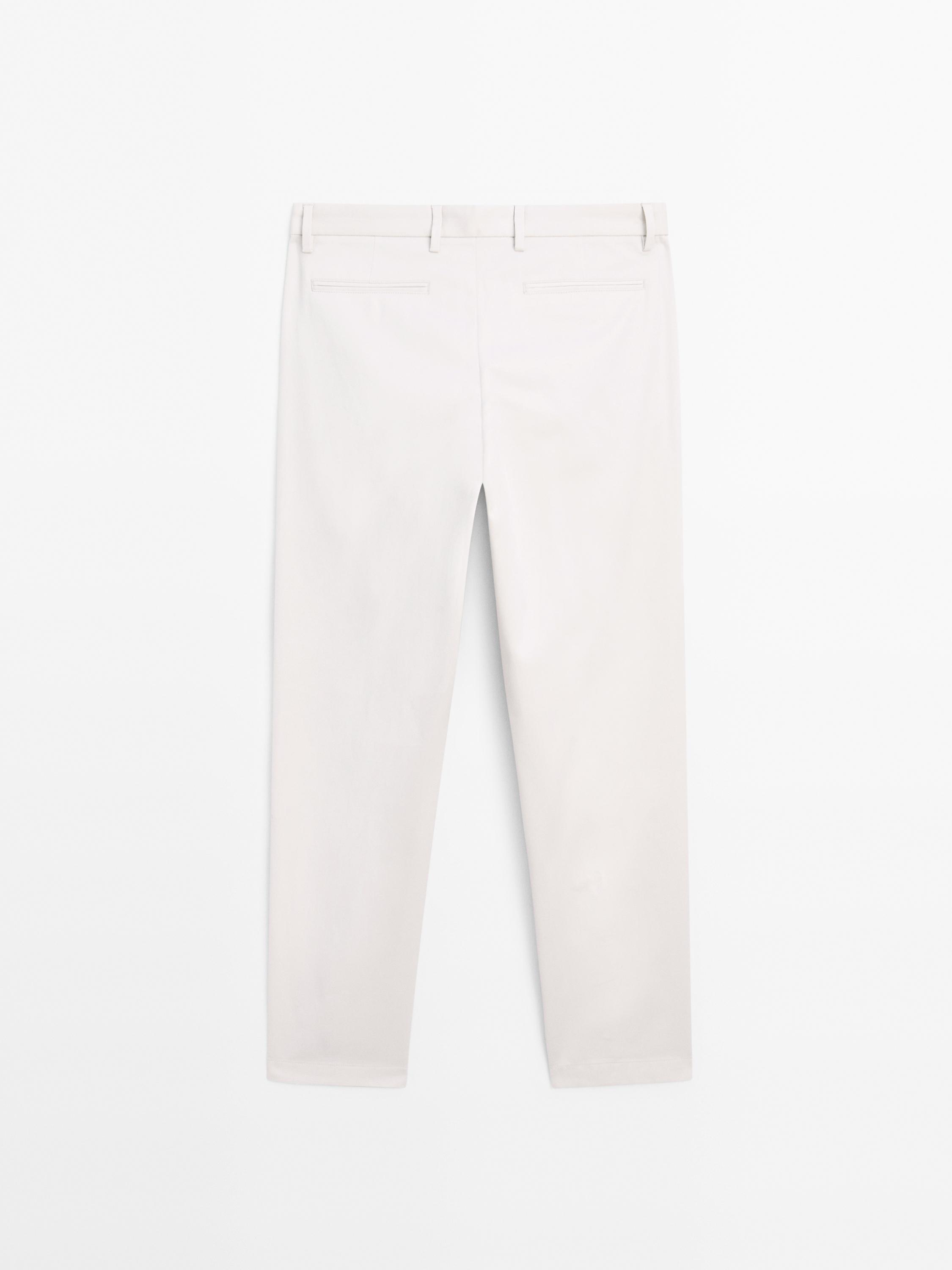 Slim fit панталони од мешавина со памук
