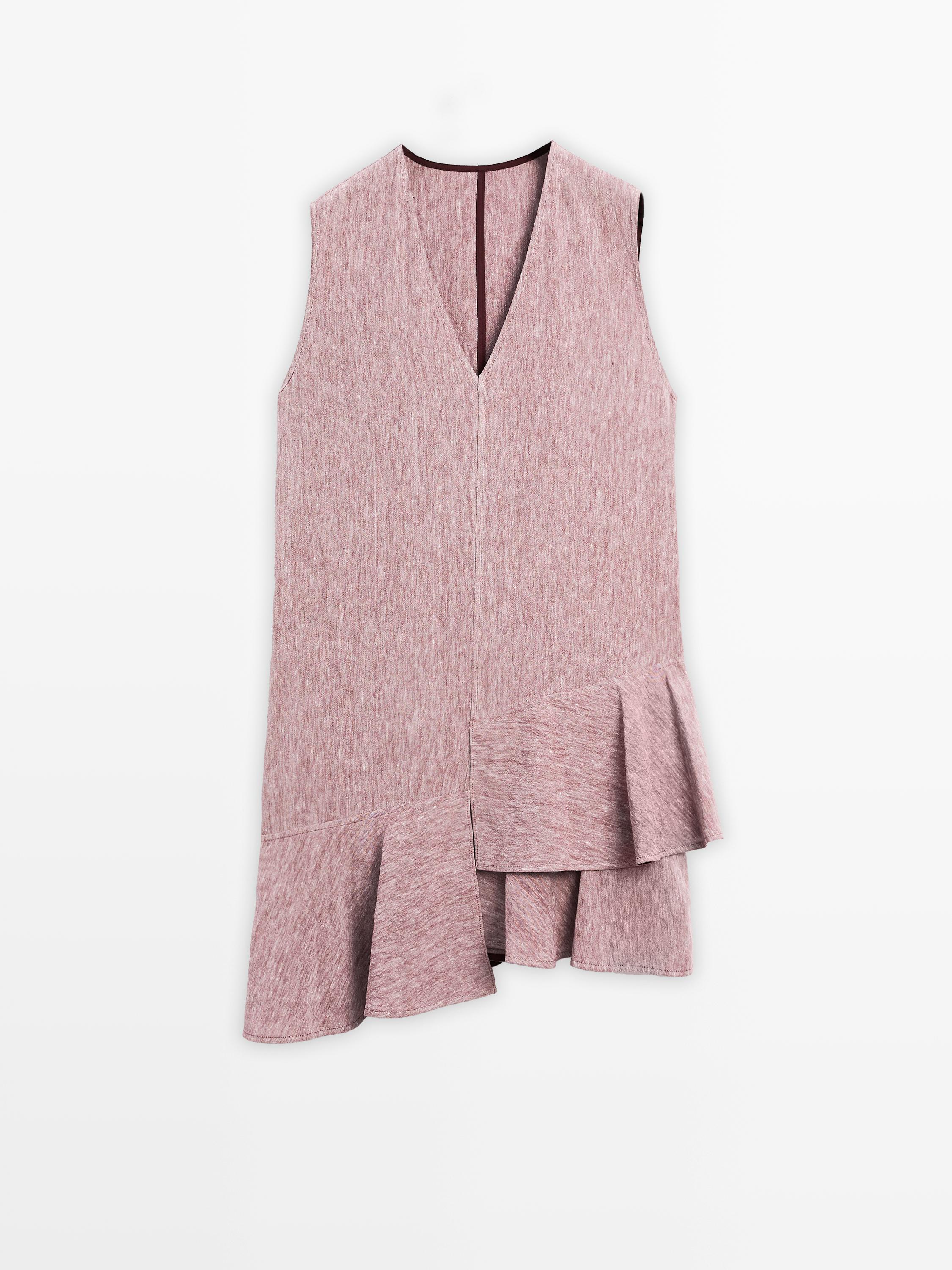 Minikleid aus 100 % Leinen mit Volants