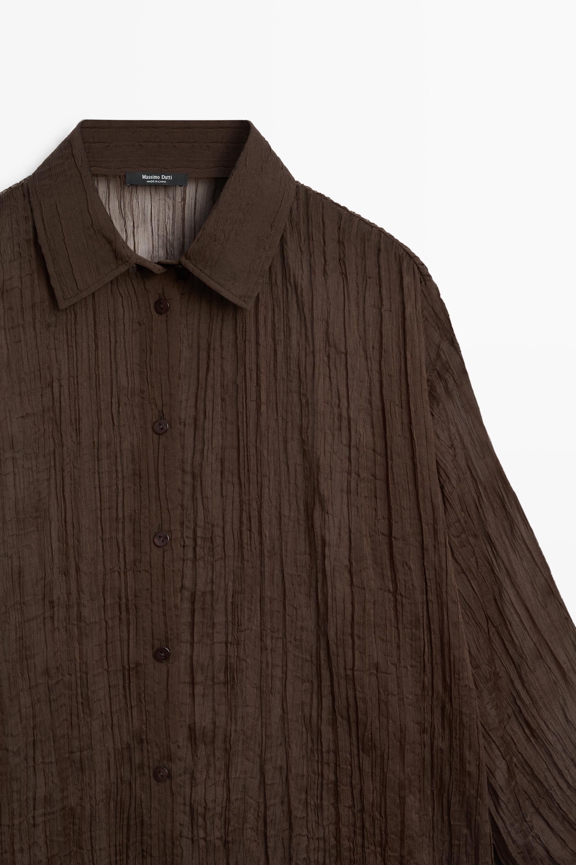 Total look pleated shirt — BROWN