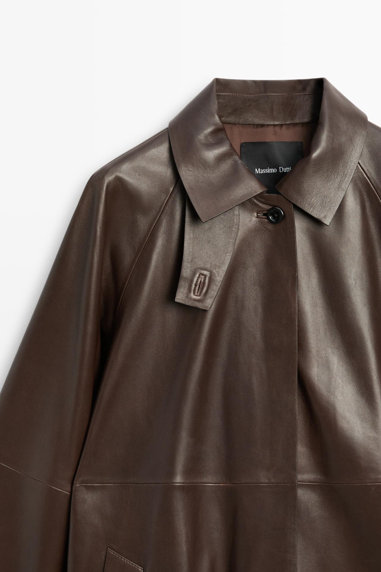 Long Nappa leather trench coat — Chocolate