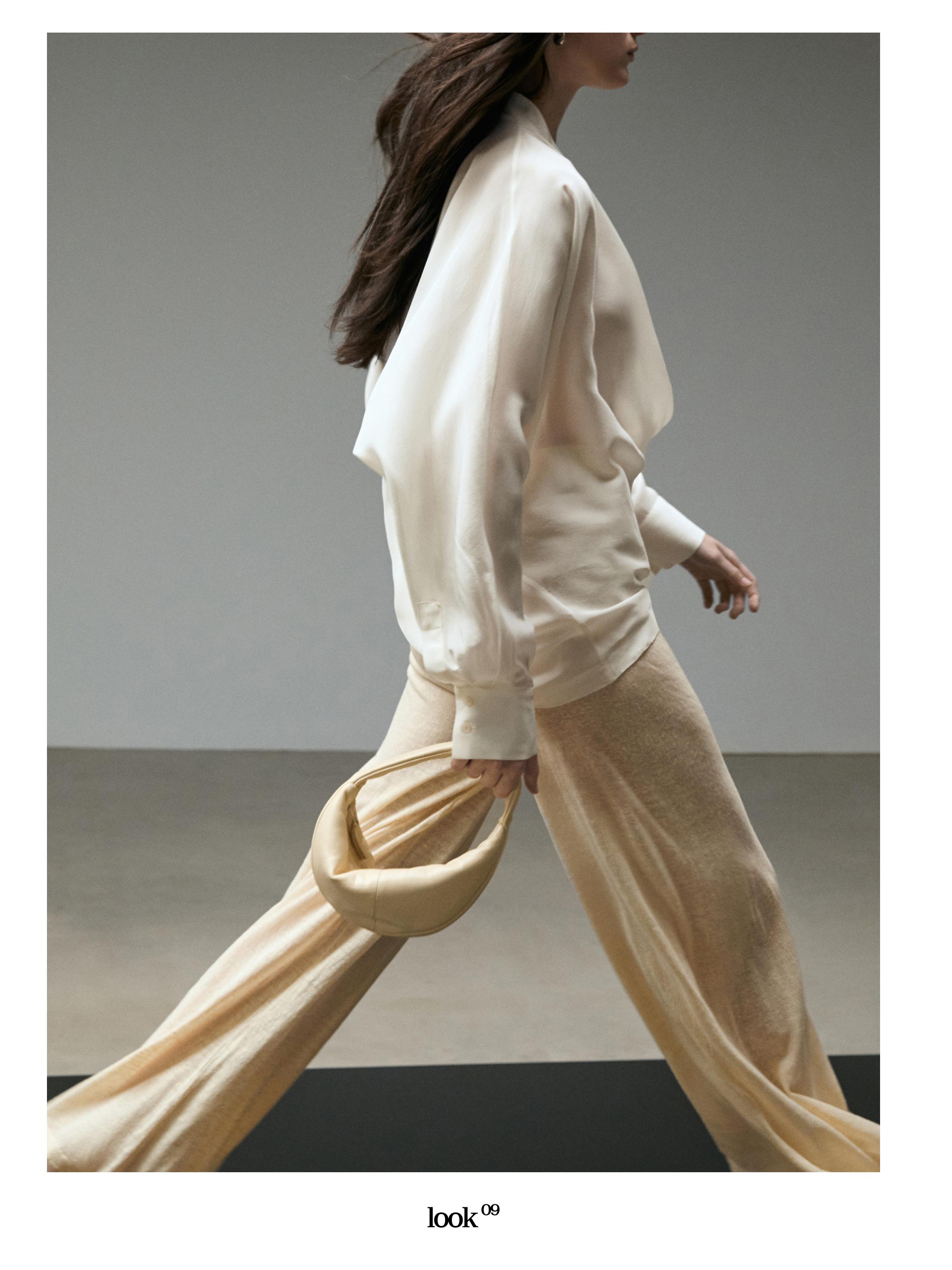 Total look wide-leg flowing trousers — Vanilla