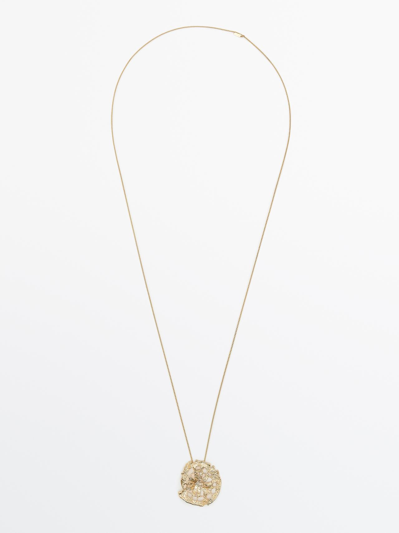 Collier Pendentif Pièce Dentelle - Doré - 01 - Massimo Dutti - Femme