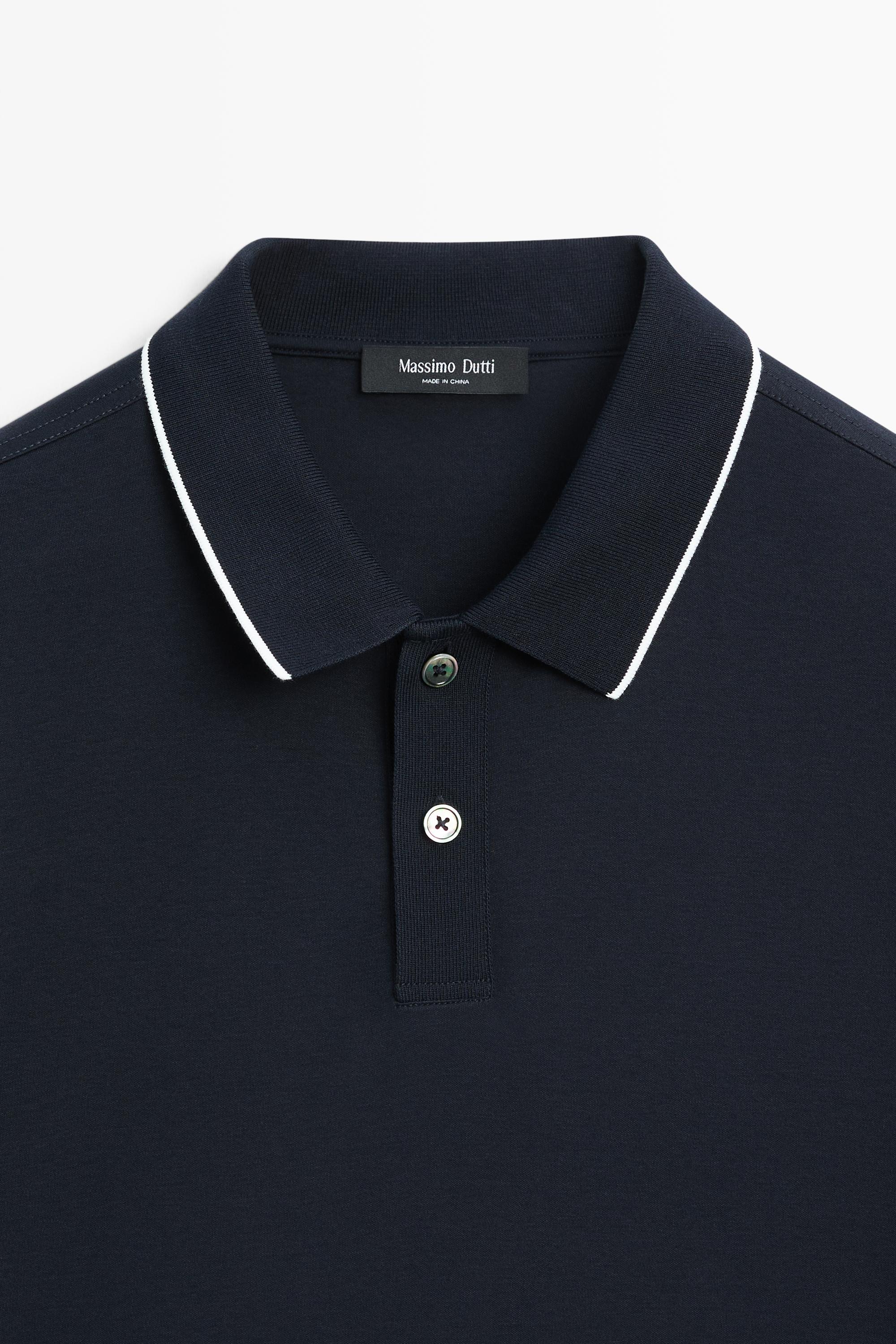 Short sleeve polo shirt with contrast detail — NAVY BLUE