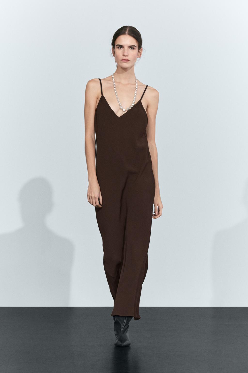 Massimo Dutti Axan nazik qayışlı midi paltar