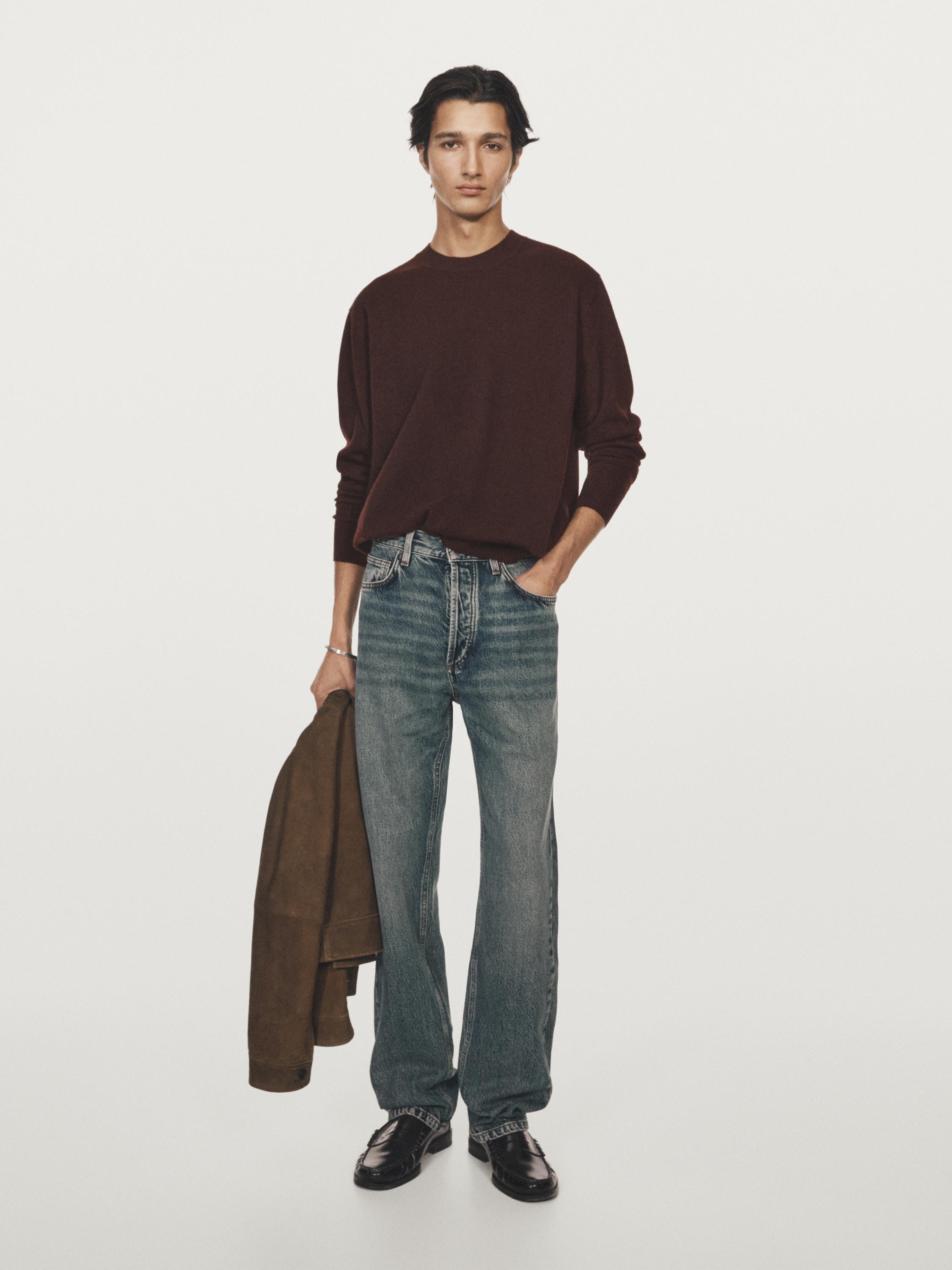 Wool blend crew neck sweater