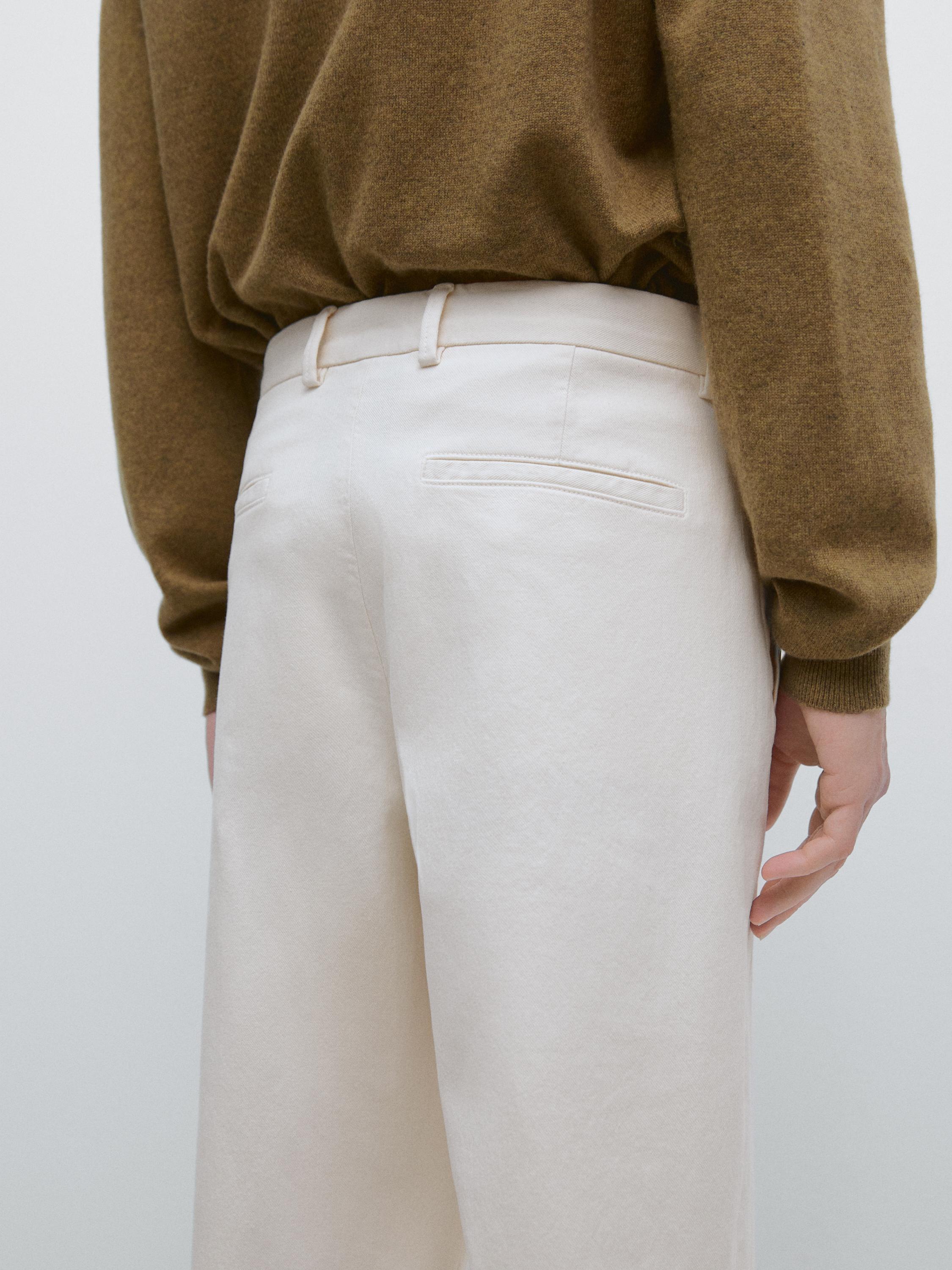 Cotton twill pants with elasticated waistband — Off white