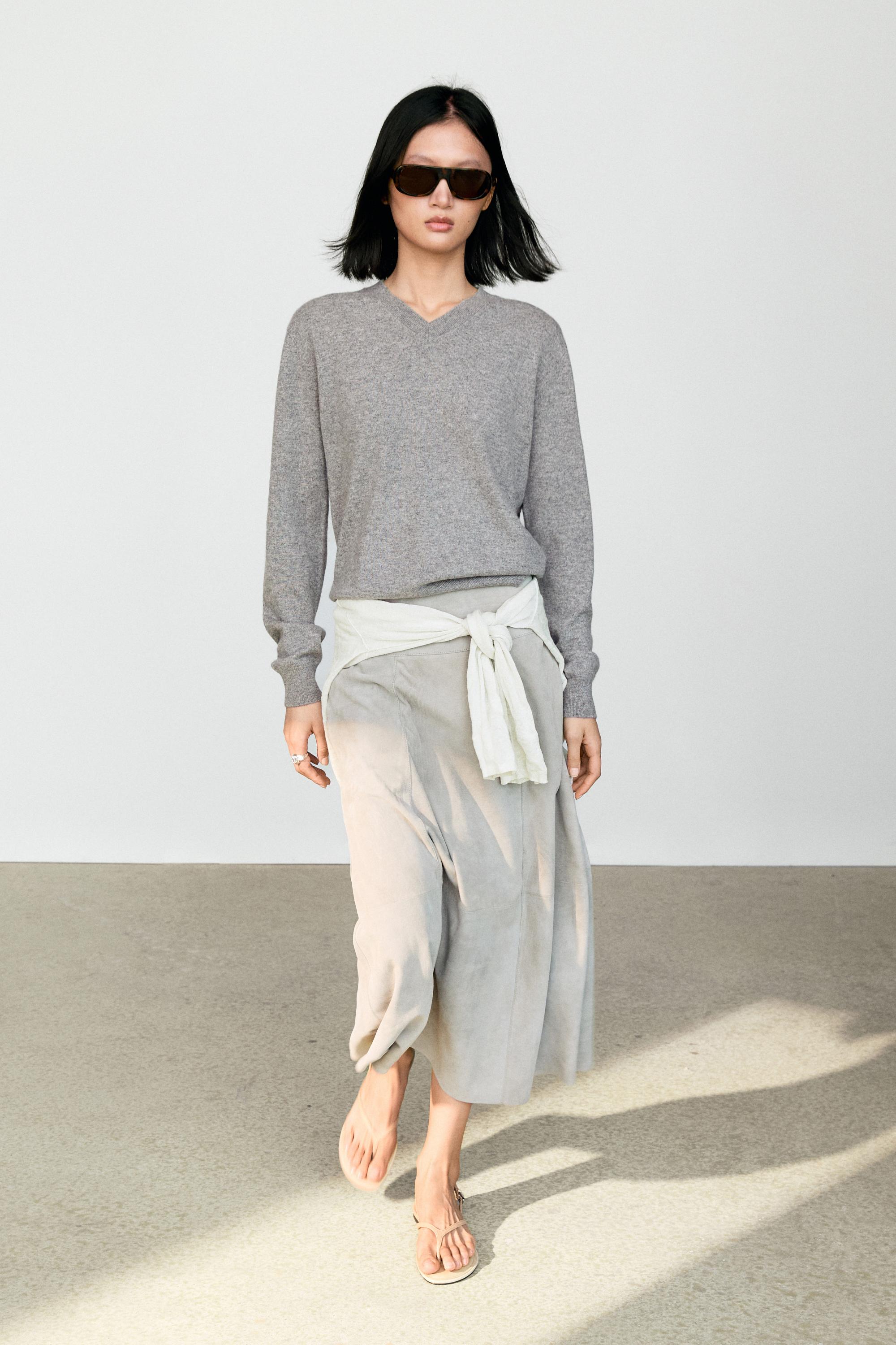 100% cashmere knit sweater — GREY MARL