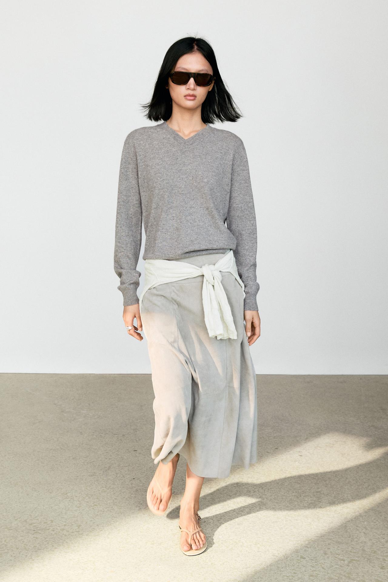 100% cashmere knit sweater — GREY MARL