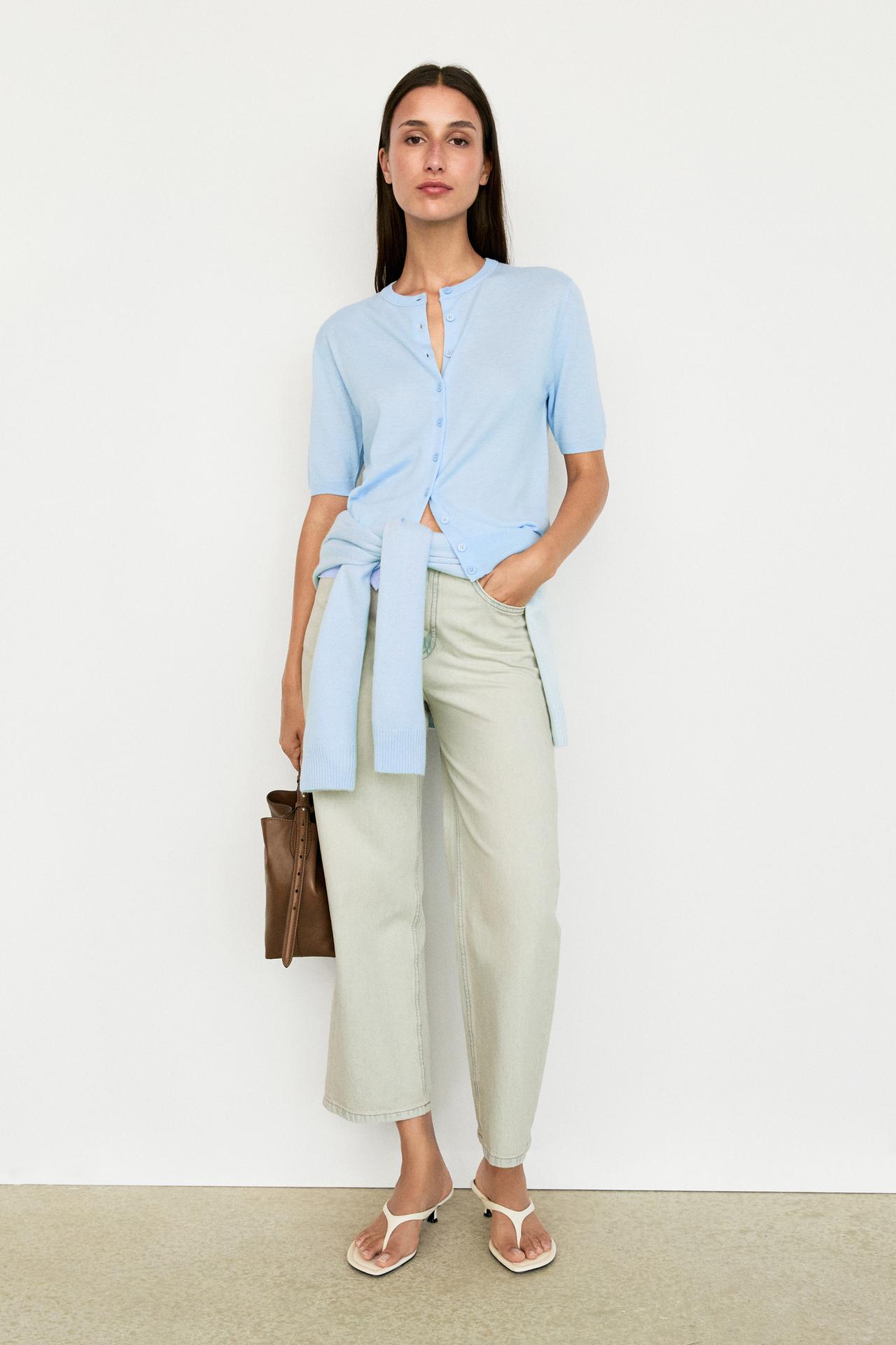 Short sleeve cardigan — SKY BLUE