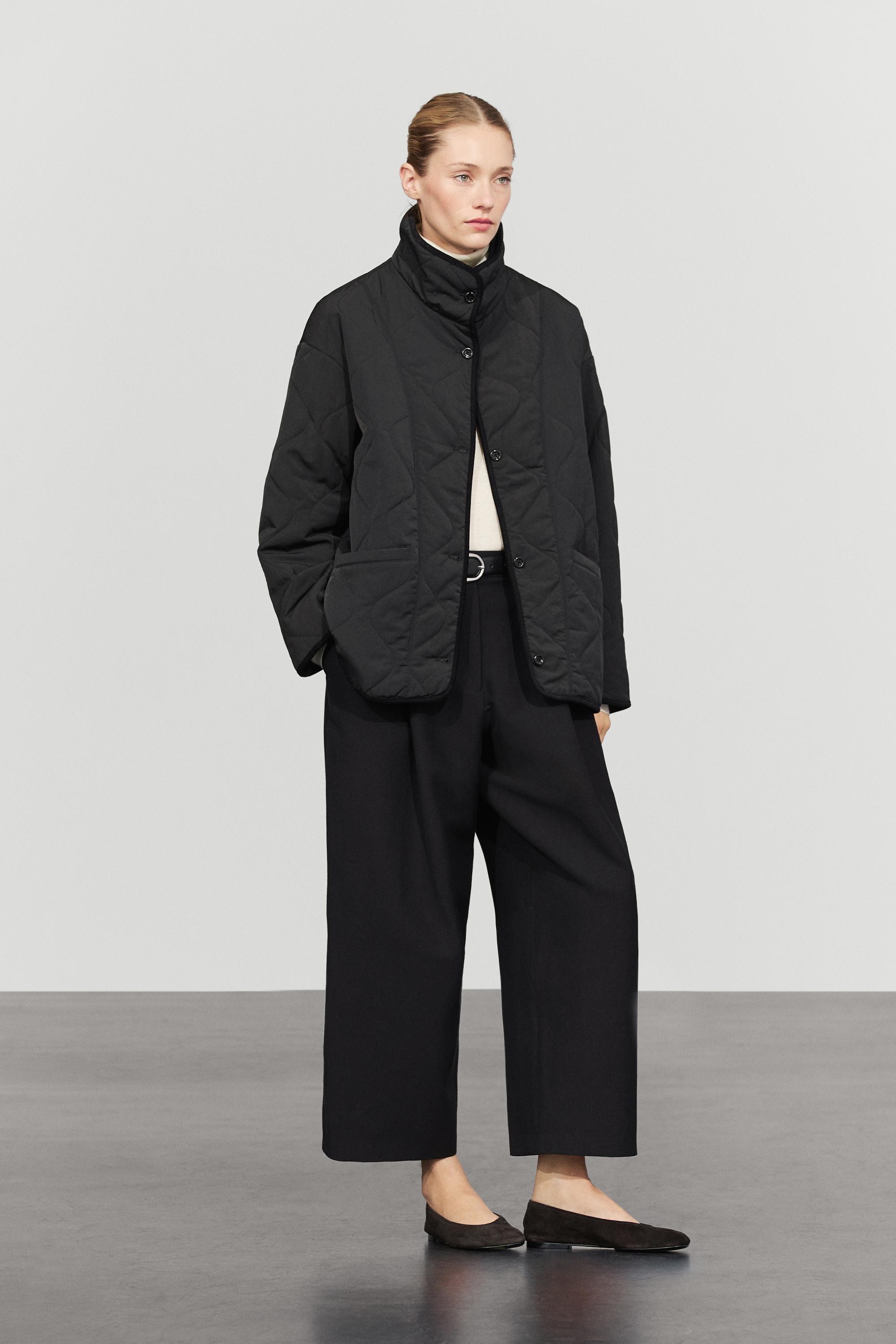 Jacket with wavy stitching detail — BLACK