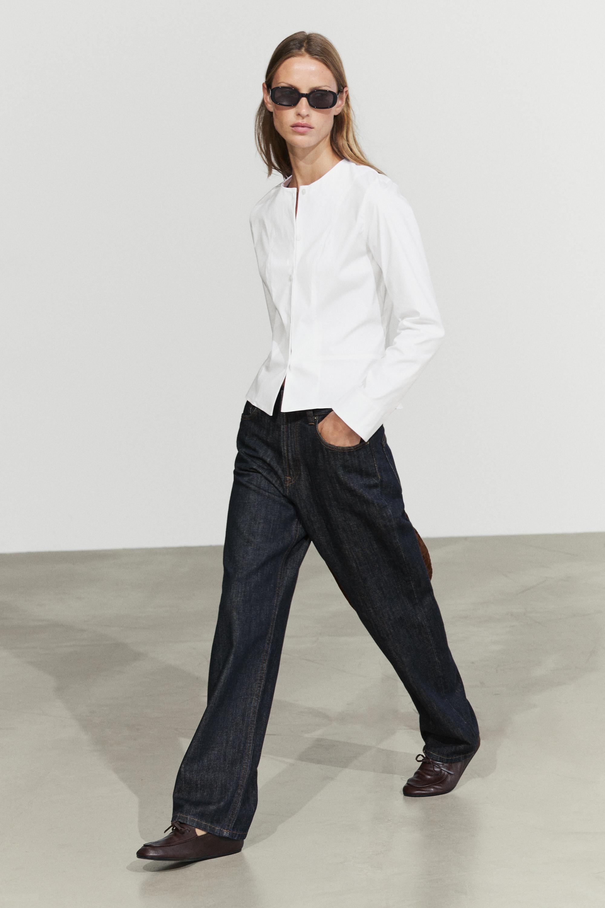 Poplin shirt with collar detail — WHITE