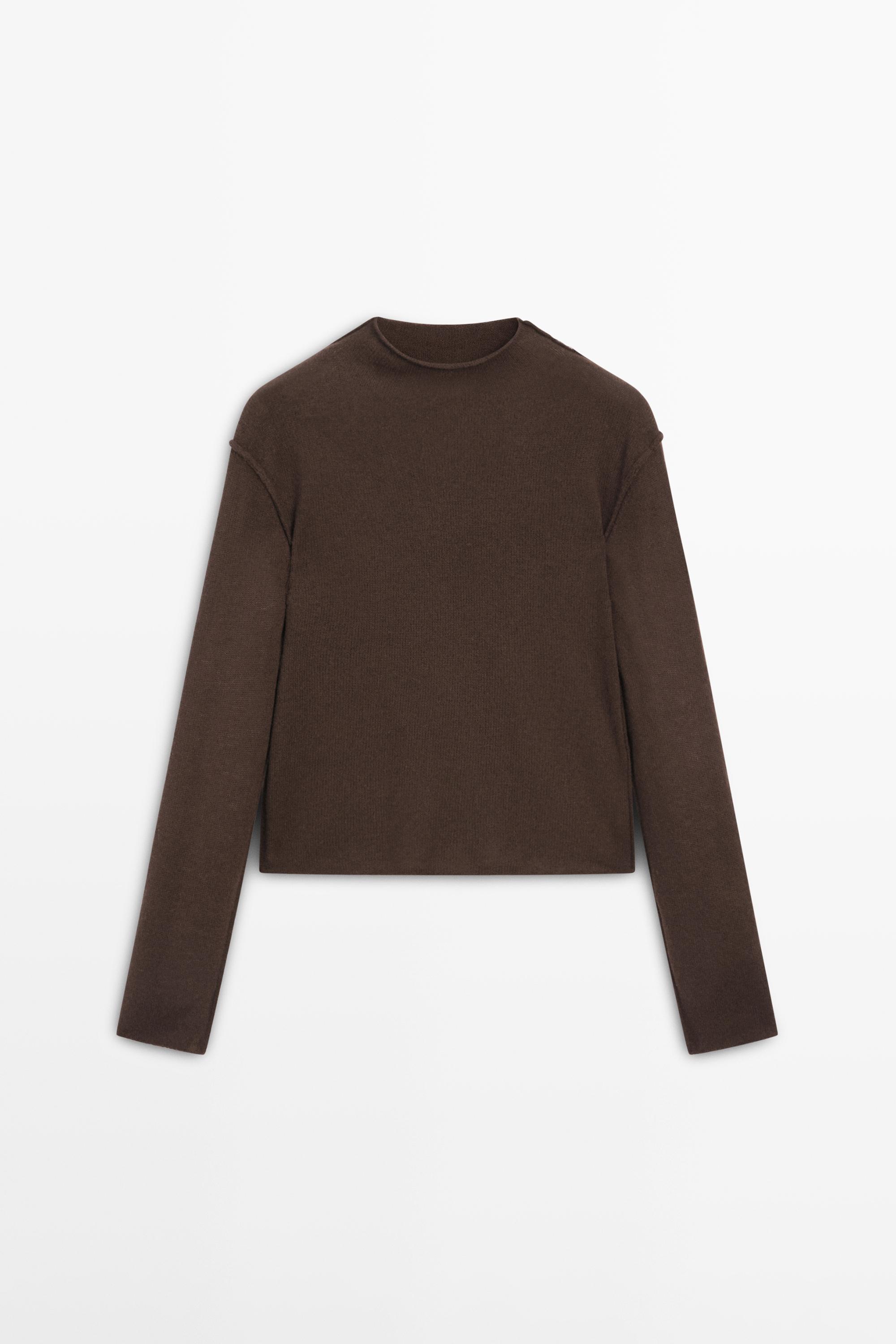 Wool blend knit sweater with mock turtleneck