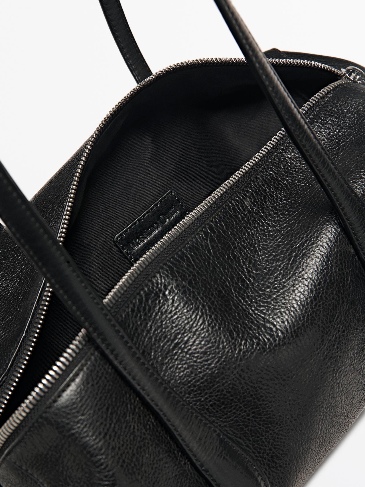 West nappa leather satchel — BLACK