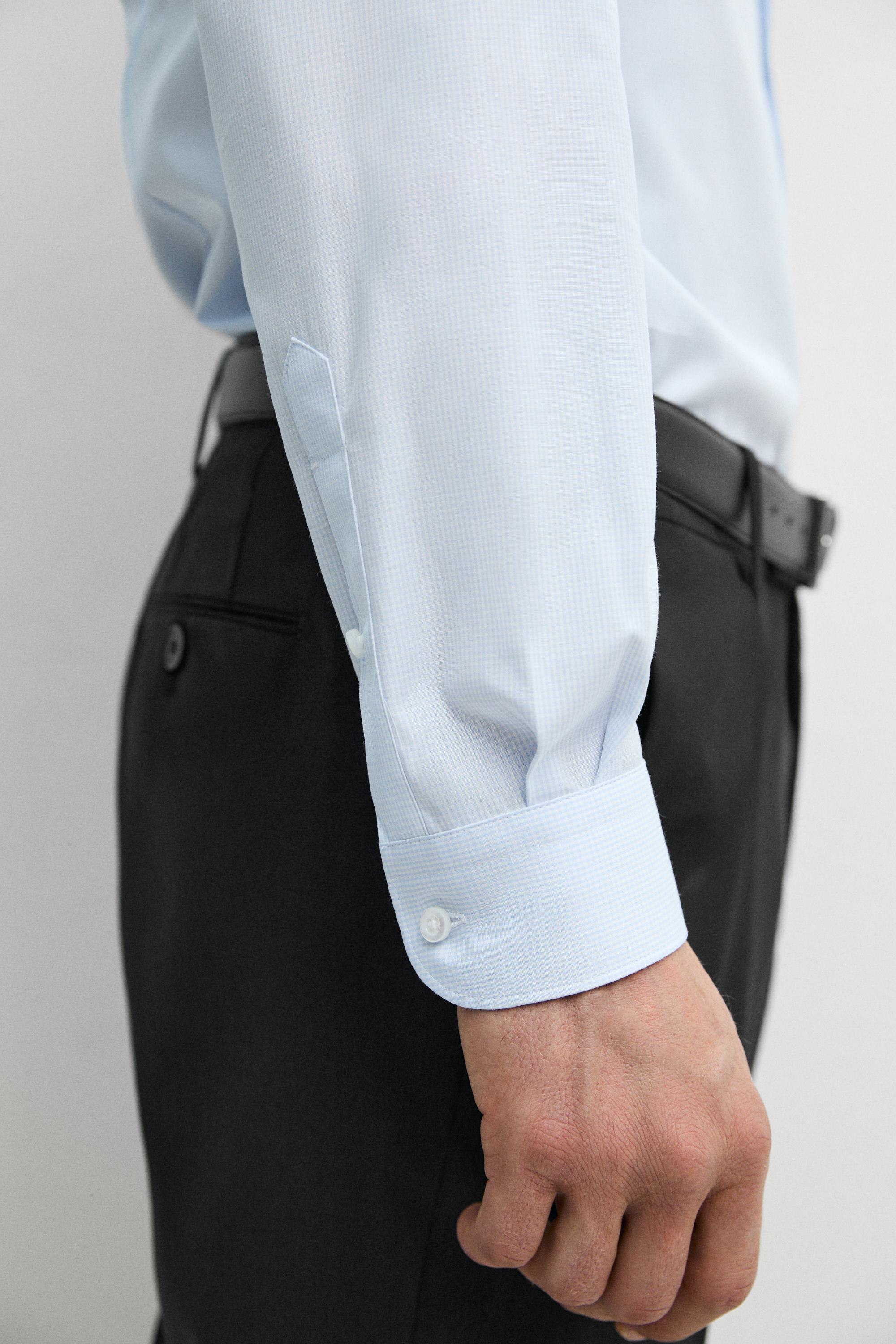 Slim fit gingham shirt — SKY BLUE