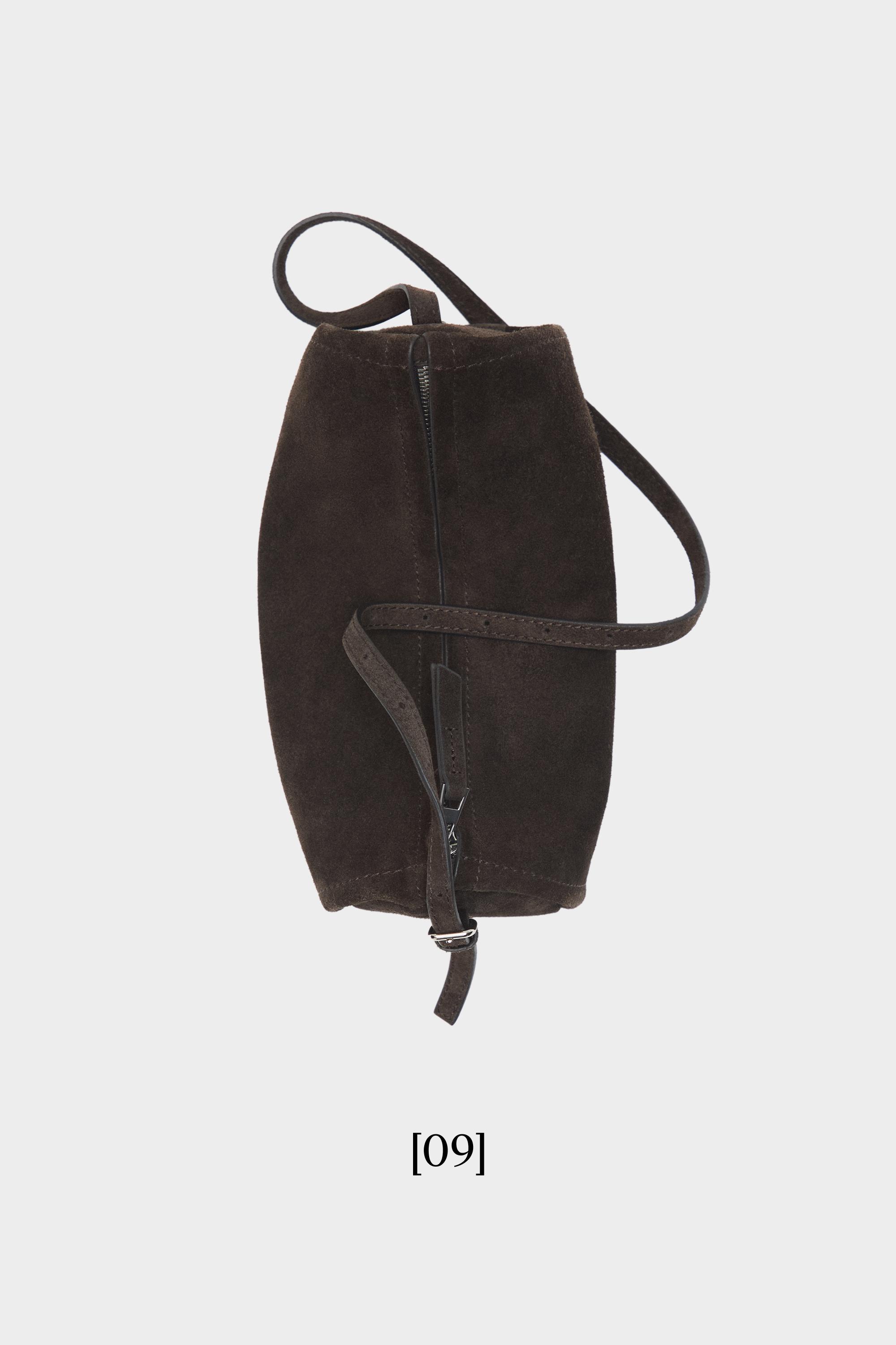 Split suede leather crossbody bag — Chocolate