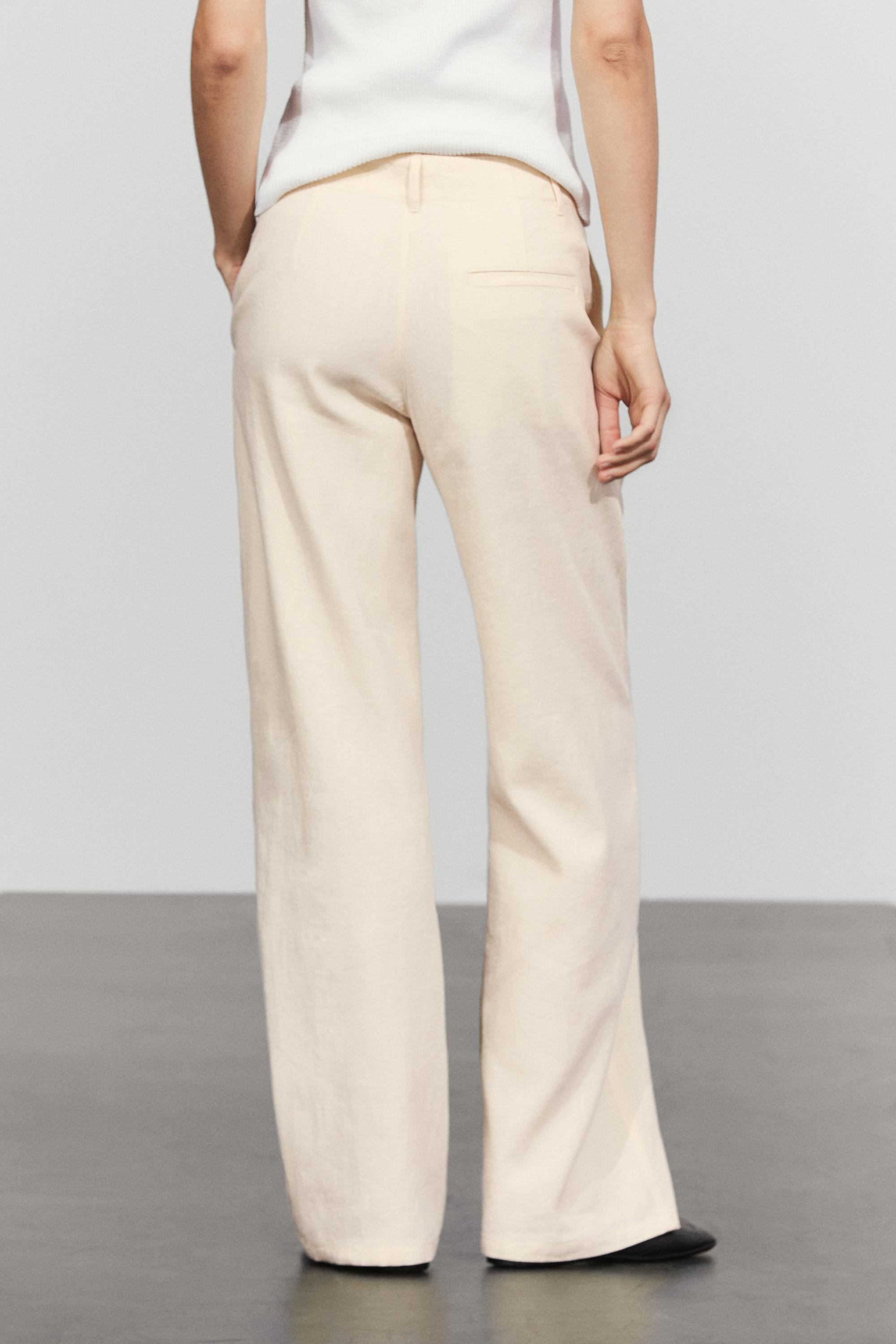 Linen blend relaxed fit pants — OCHRE MARL