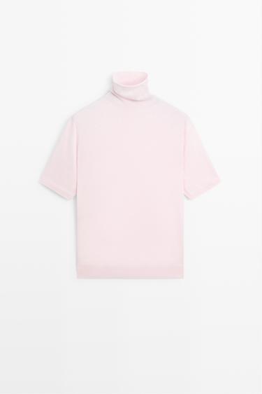 Wool blend turtleneck knit sweater — ROSE PINK 2