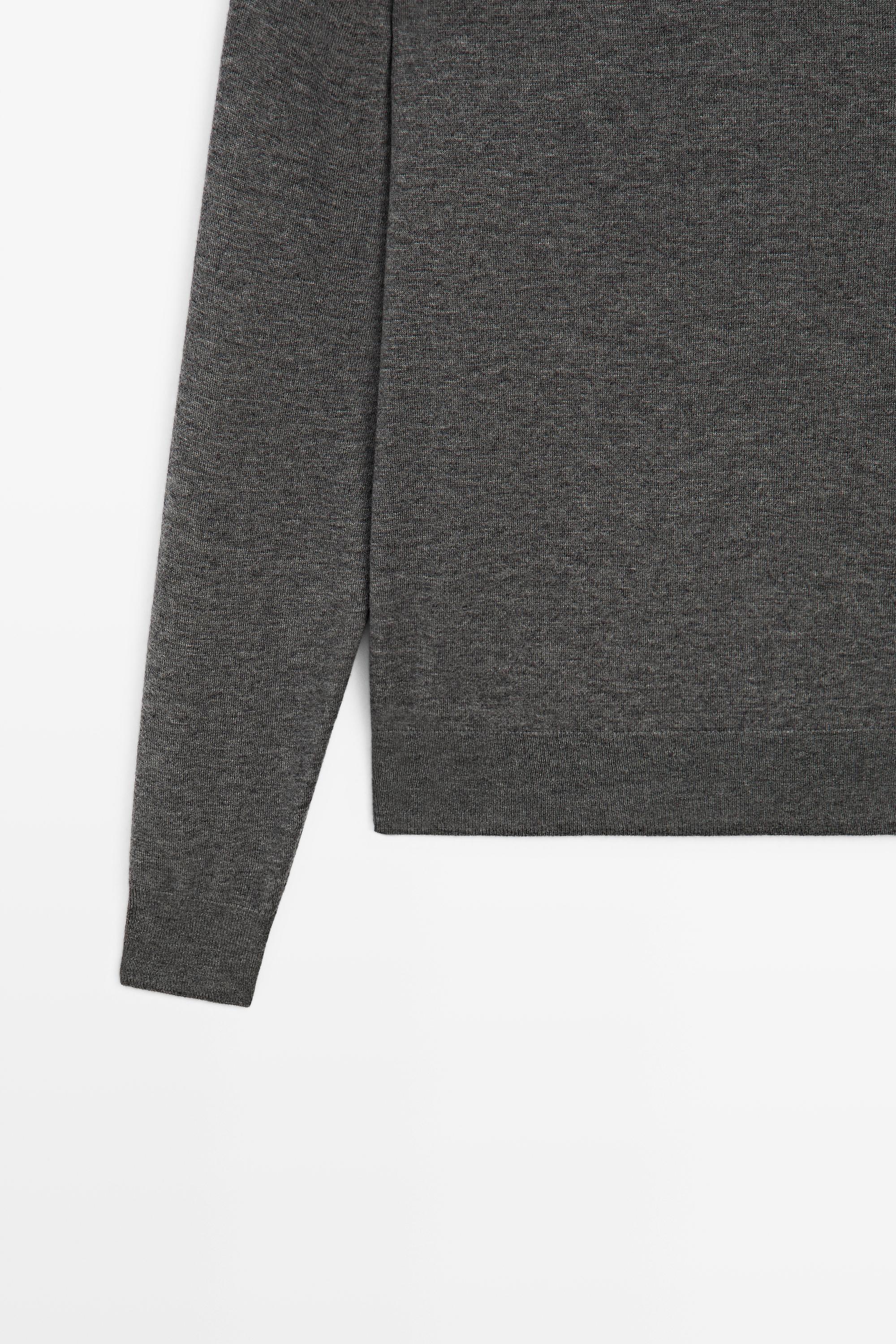 Fine knit round neck sweater — DARK GREY