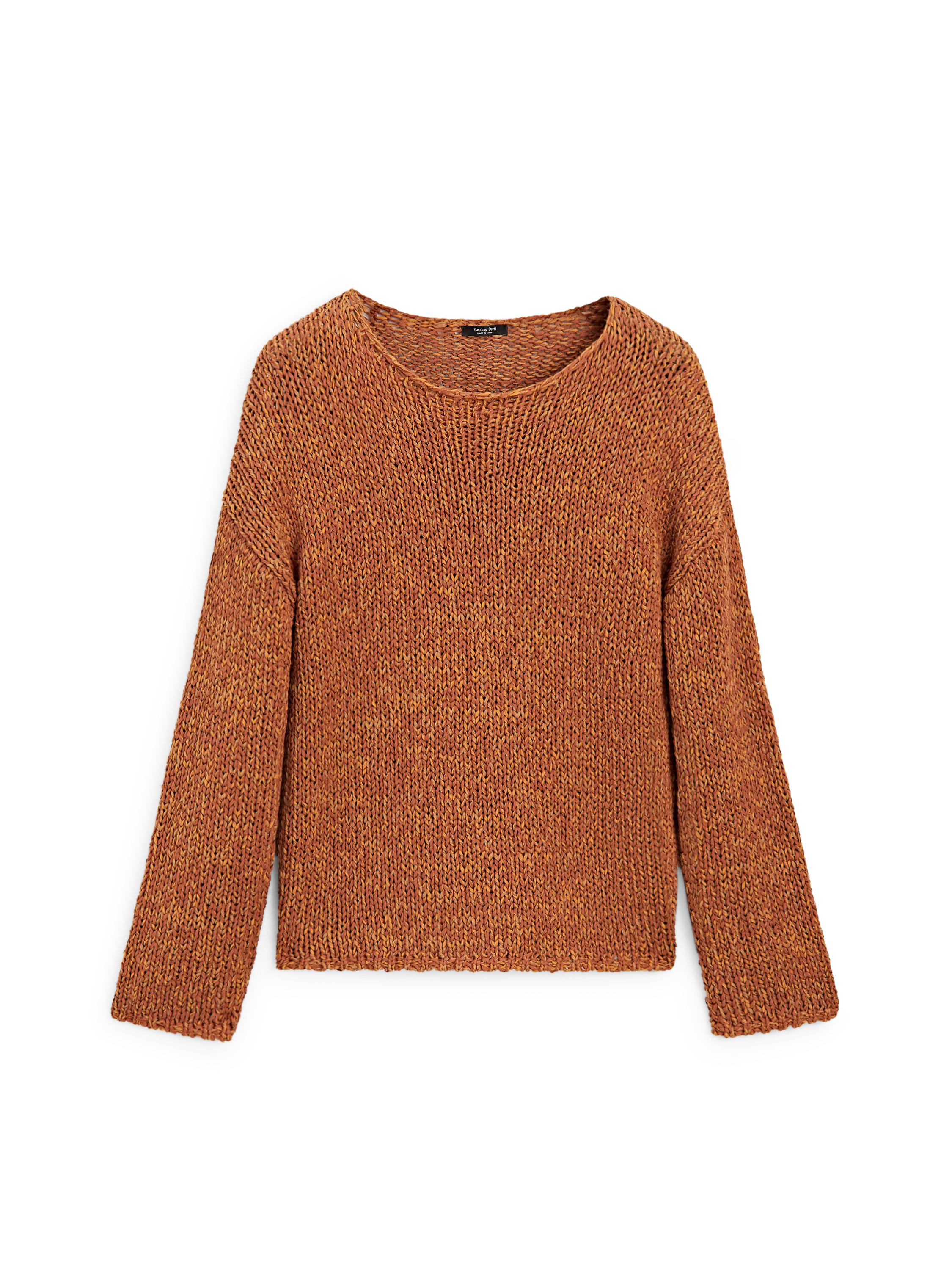 Cotton blend cutwork sweater — BURNT ORANGE