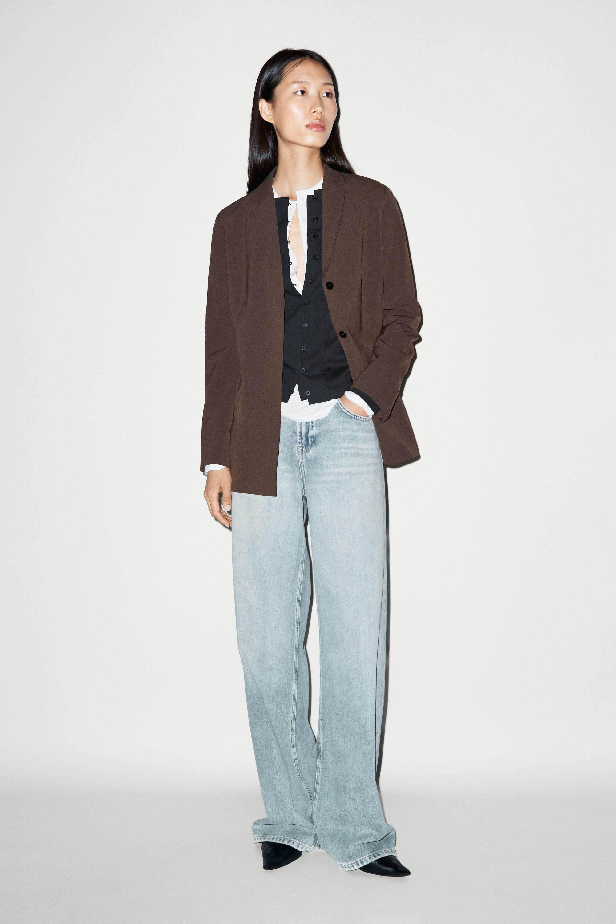 Fluid wool-blend blazer — BROWN