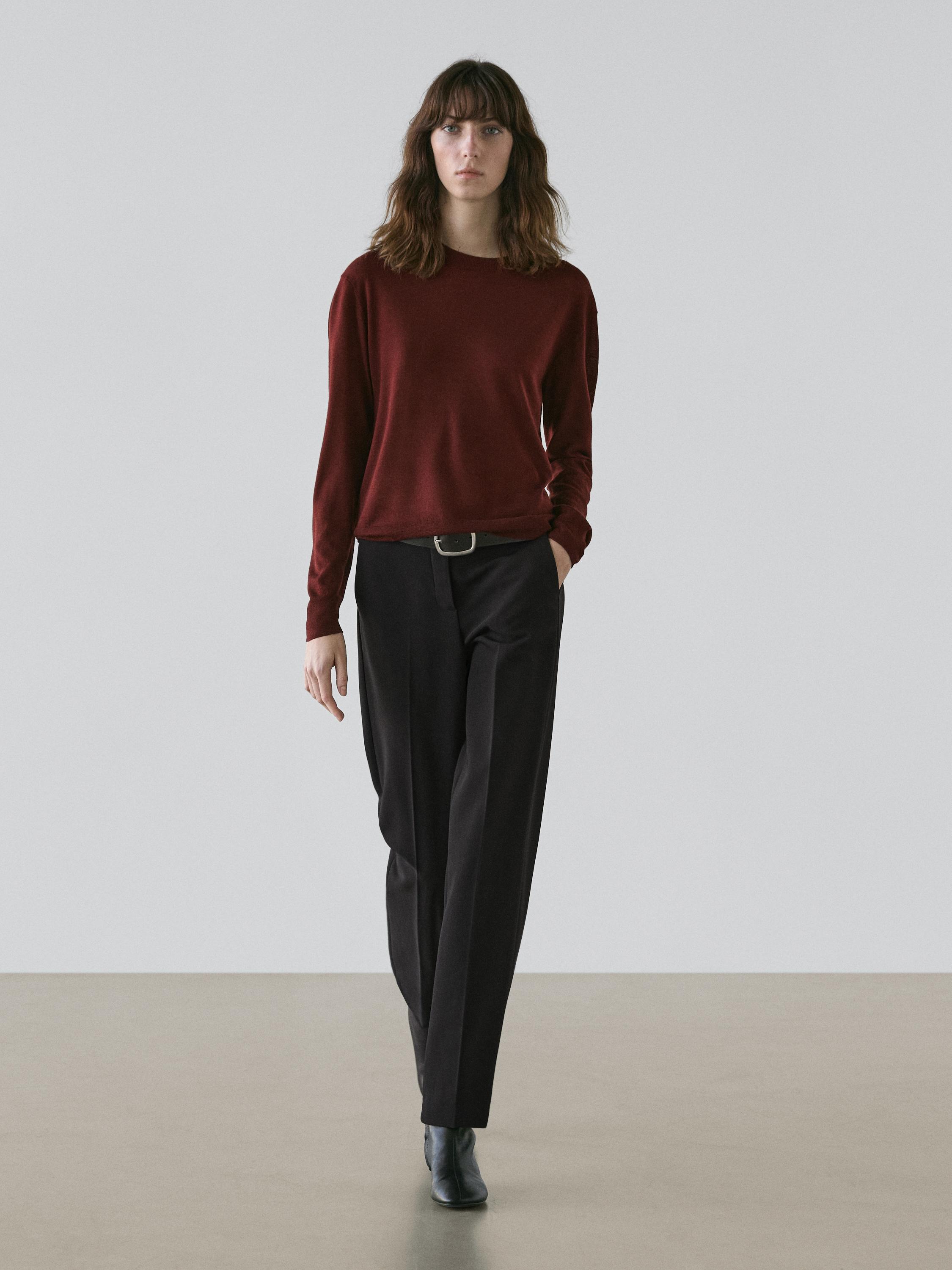 Pull en maille fine 100 % laine à col rond