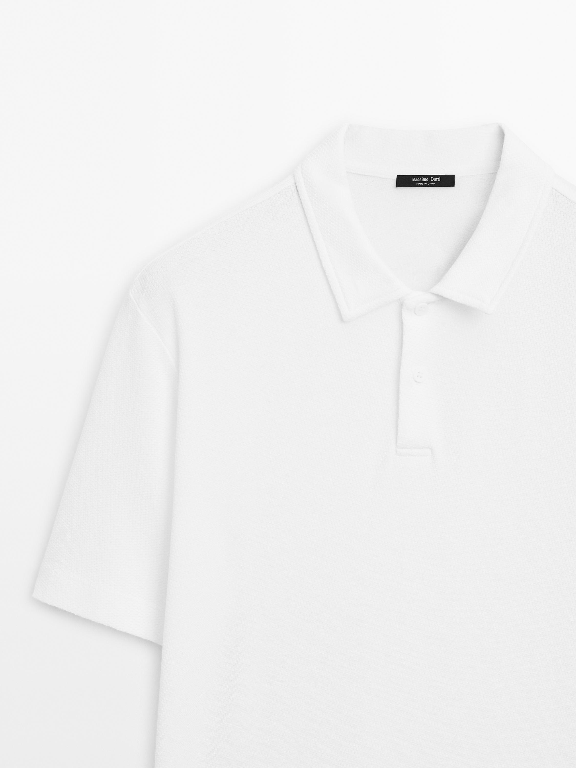 100% cotton textured knit polo shirt