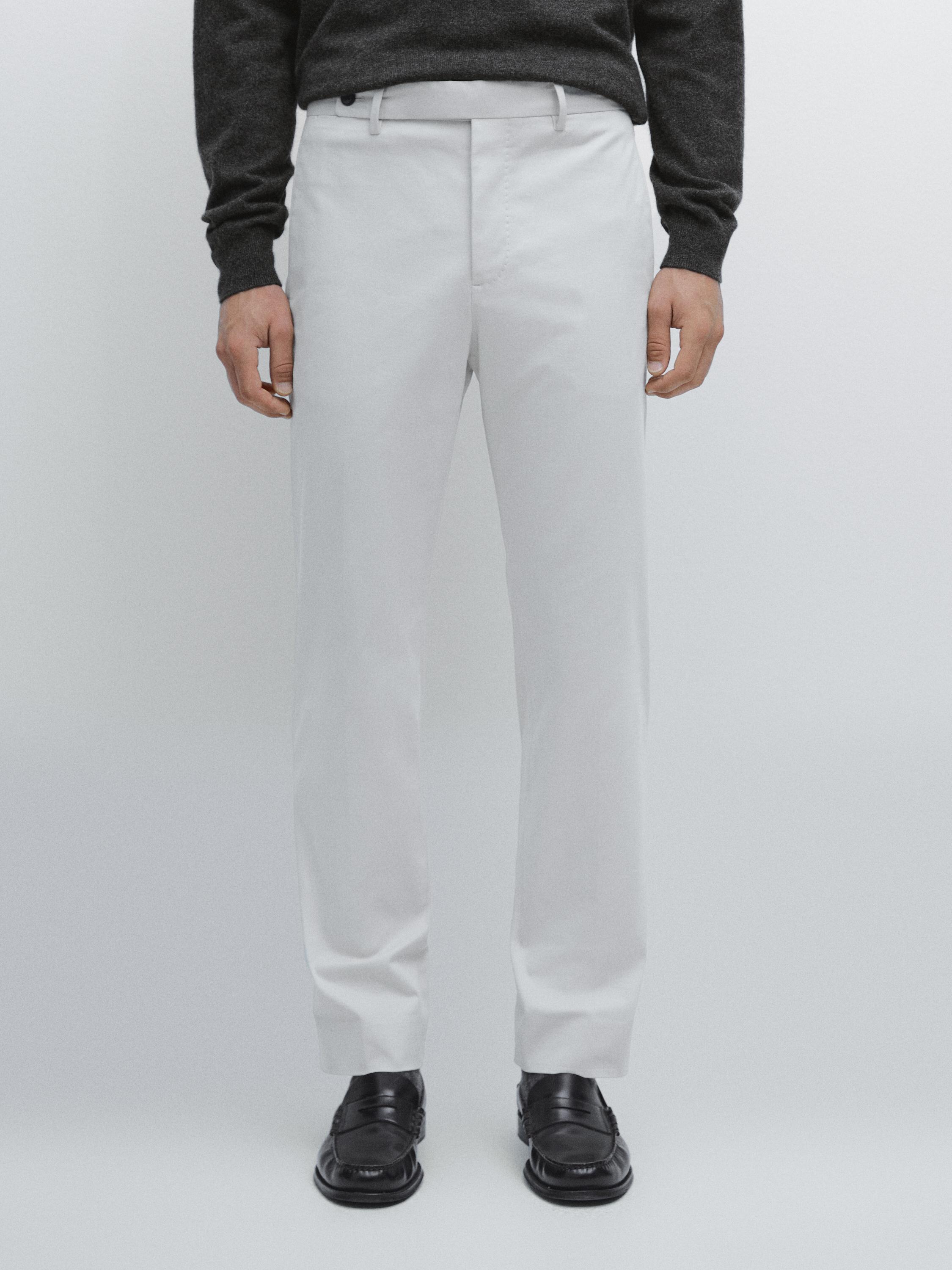Cotton blend twill trousers