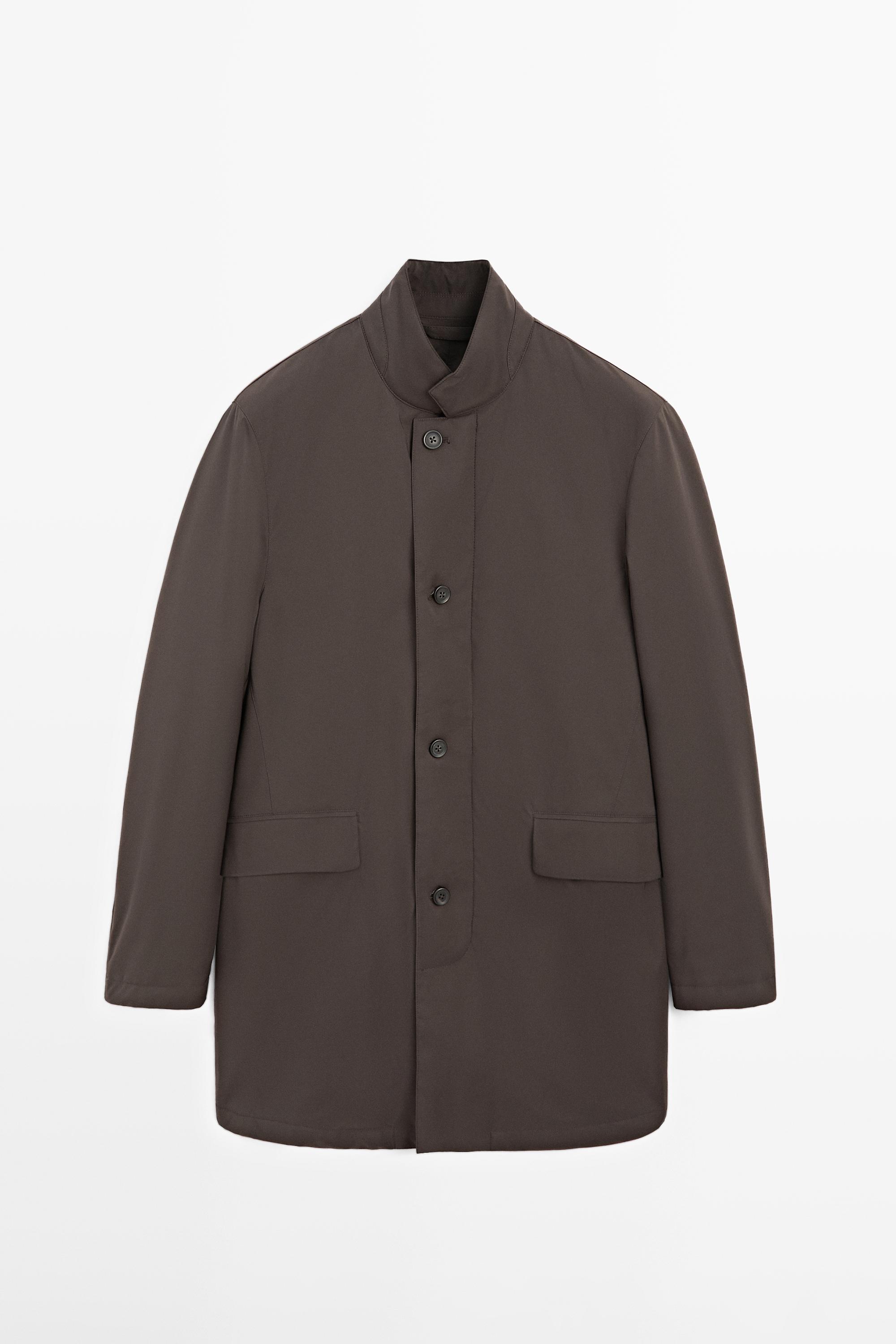 Water-repellent puffer jacket — Chocolate