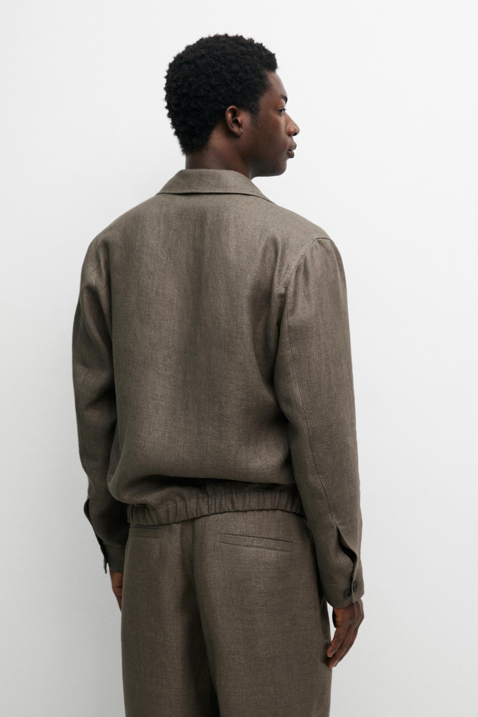 Faded linen total look jacket — GREENISH