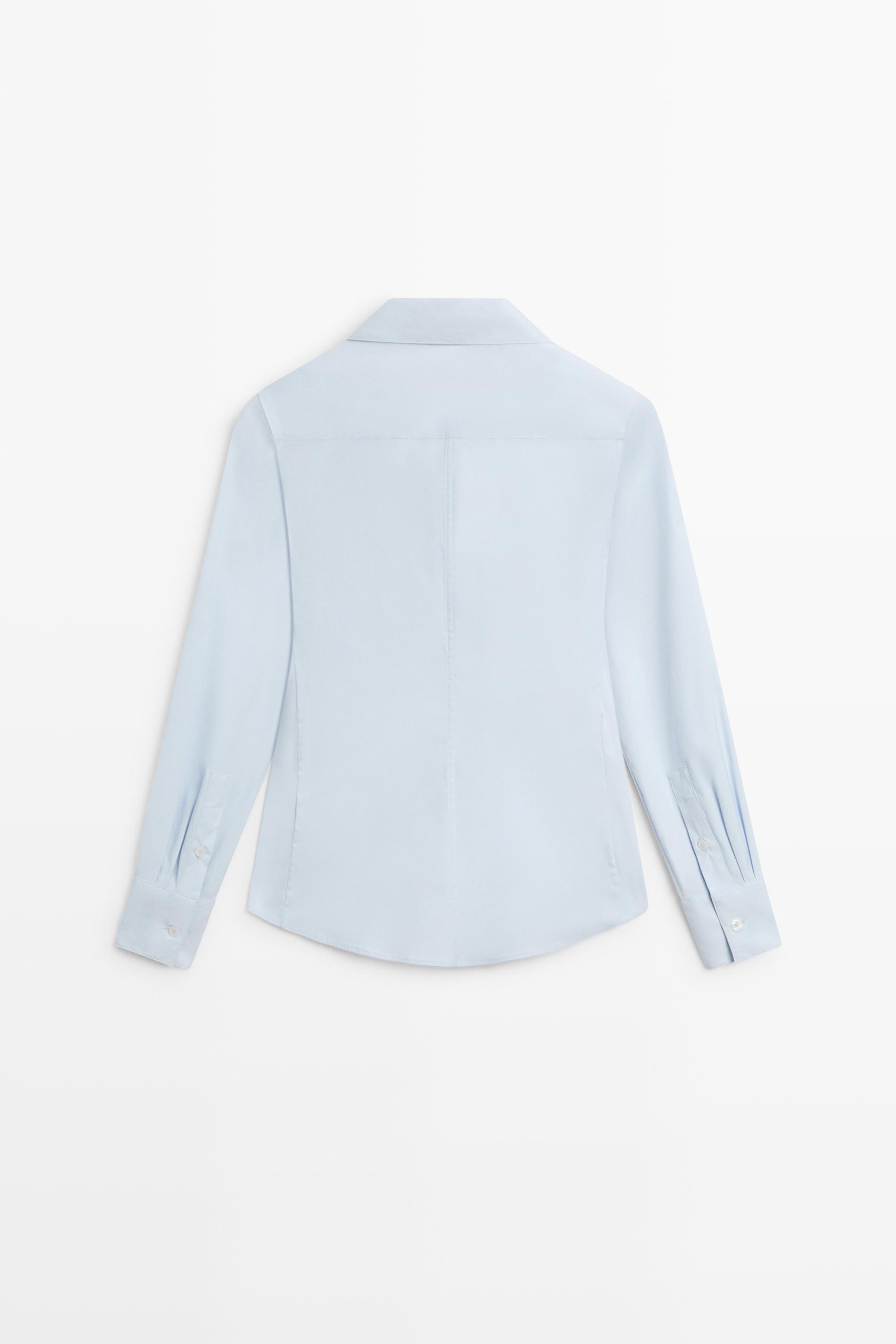 Cotton blend poplin shirt — SKY BLUE