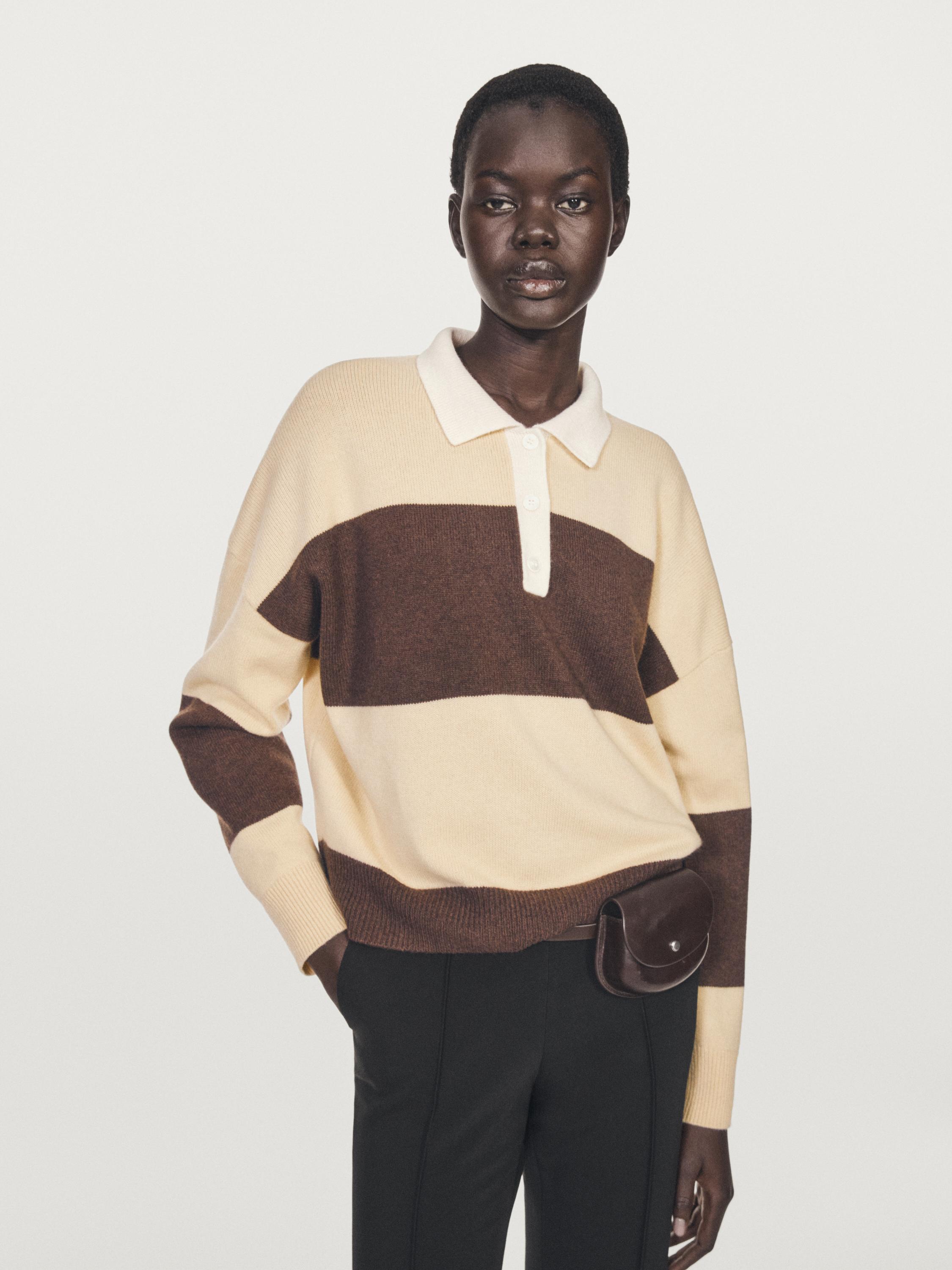 Knit wool blend sweater with argyle detail