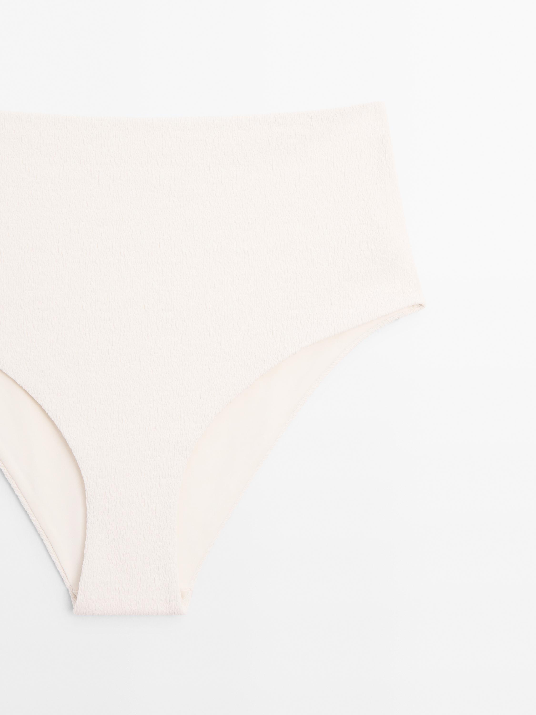 Textured high-waist bikini bottoms